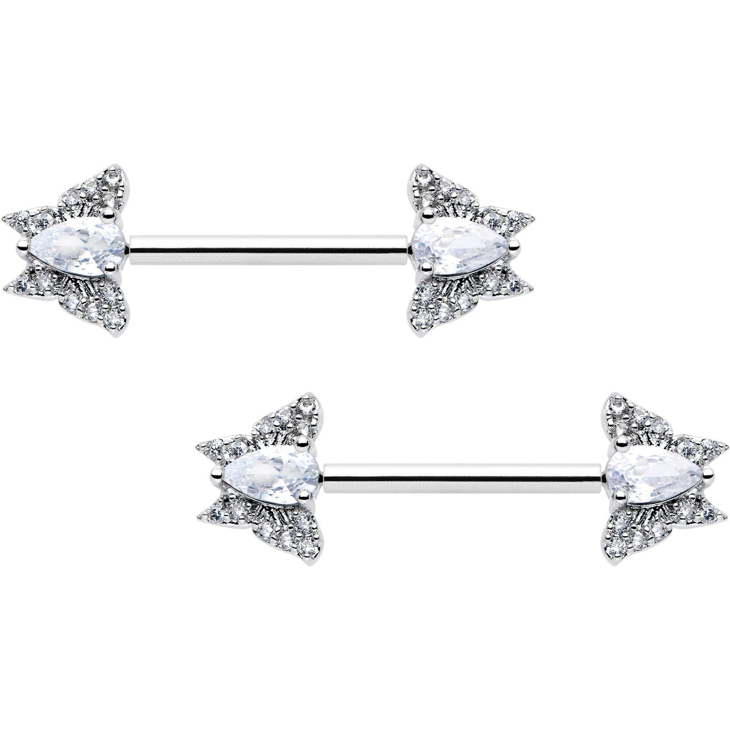 BodyCandy 14G 9/16 Style Butterfly Threadless Nipple Ring Set — in-use photo