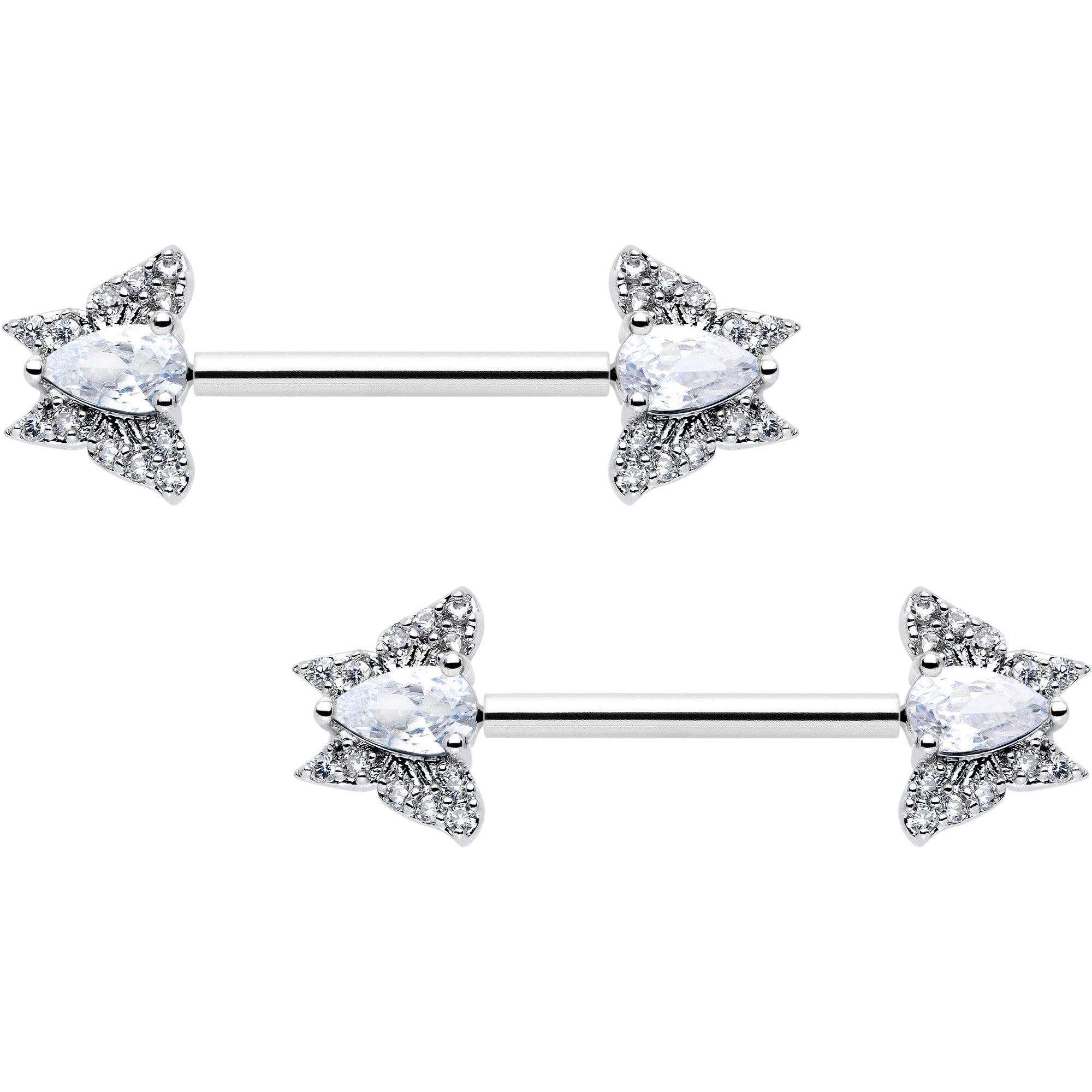 BodyCandy 14G 9/16 Style Butterfly Threadless Nipple Ring Set — main product shot