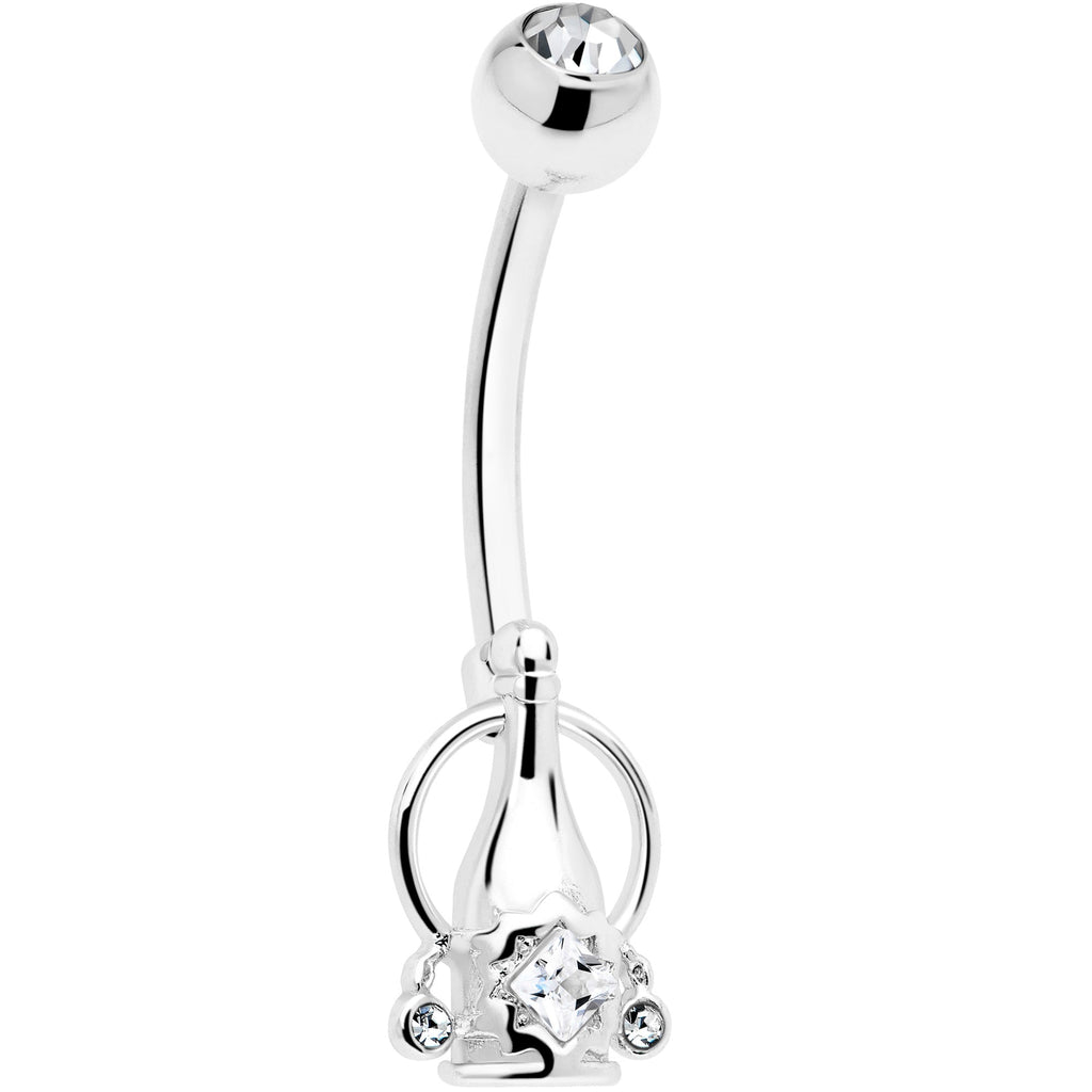 BodyCandy Clear Gem Champagne Dreams Dangle Belly Ring — back view