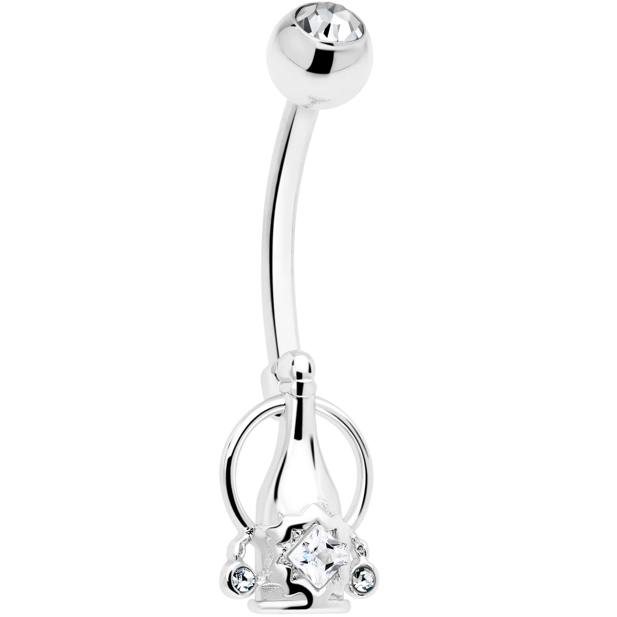 BodyCandy Clear Gem Champagne Dreams Dangle Belly Ring — main product shot