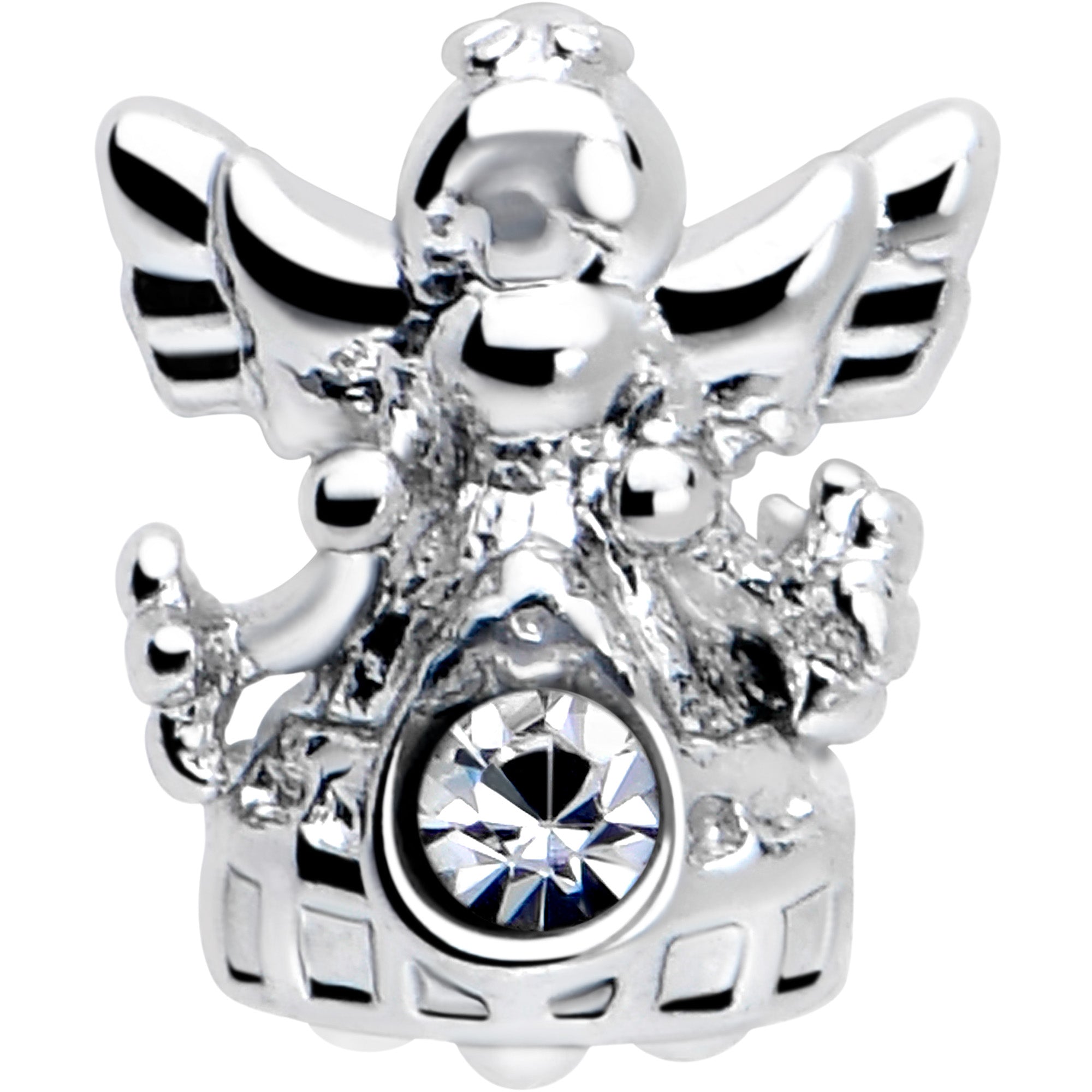 BodyCandy 16G 1/4 Clear CZ Gem Fabulous Angel Cartilage Tragus Earring — side view