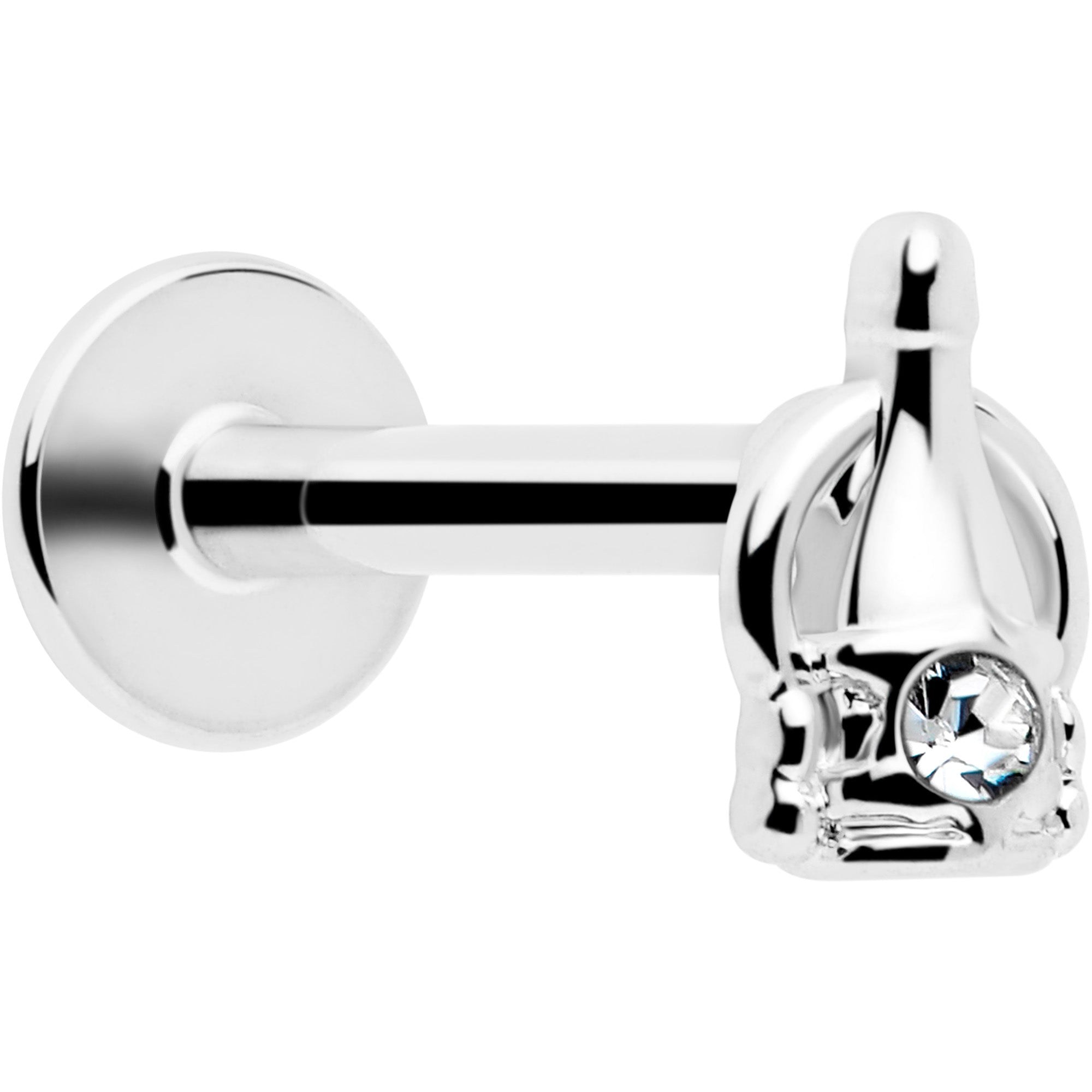 BodyCandy 16G 5/16 Clear Gem Champagne Dreams Labret Monroe Tragus — in-use photo