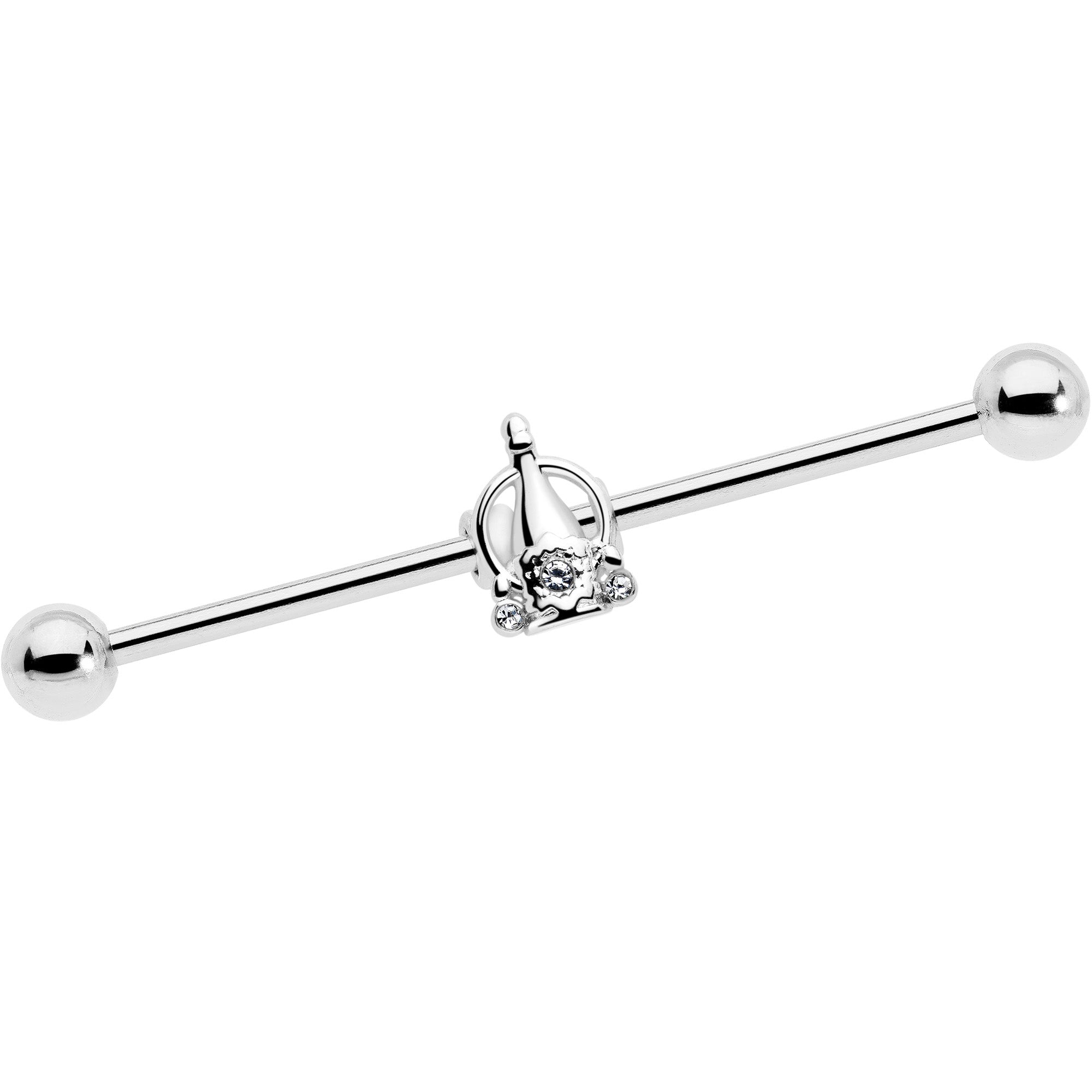 BodyCandy 14G Clear Gem Champagne Dreams Industrial Barbell 38mm — main product shot