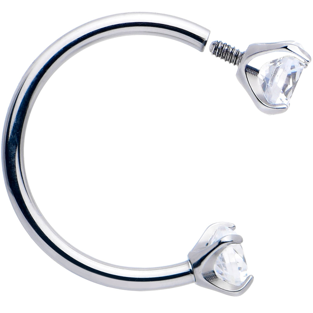 BodyCandy Double Gem Titanium Horseshoe Nose Ring -  Internally Threaded Solid Titanium CZ Horseshoe Nose Hoop — flat-lay com