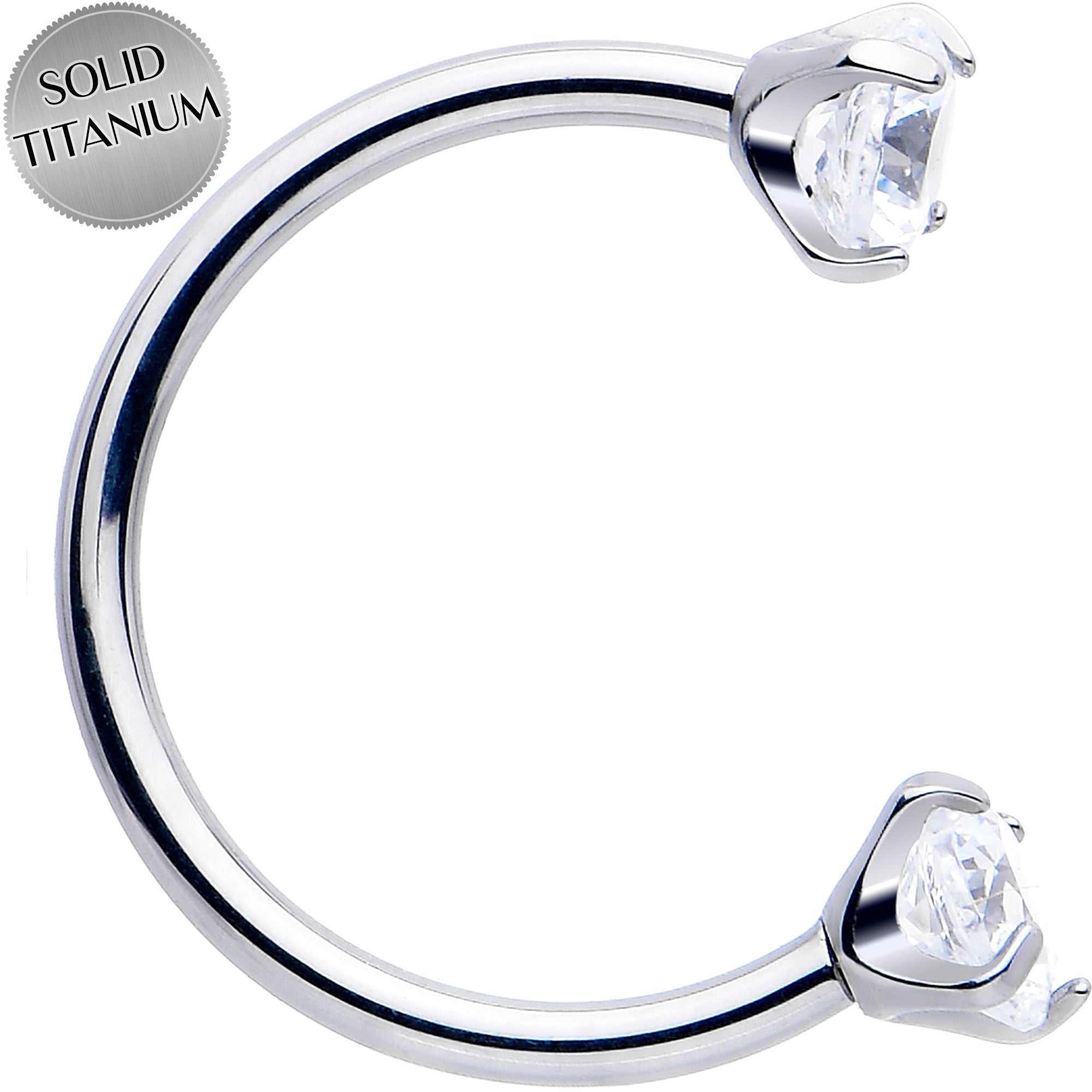 BodyCandy Double Gem Titanium Horseshoe Nose Ring -  Internally Threaded Solid Titanium CZ Horseshoe Nose Hoop — packaging