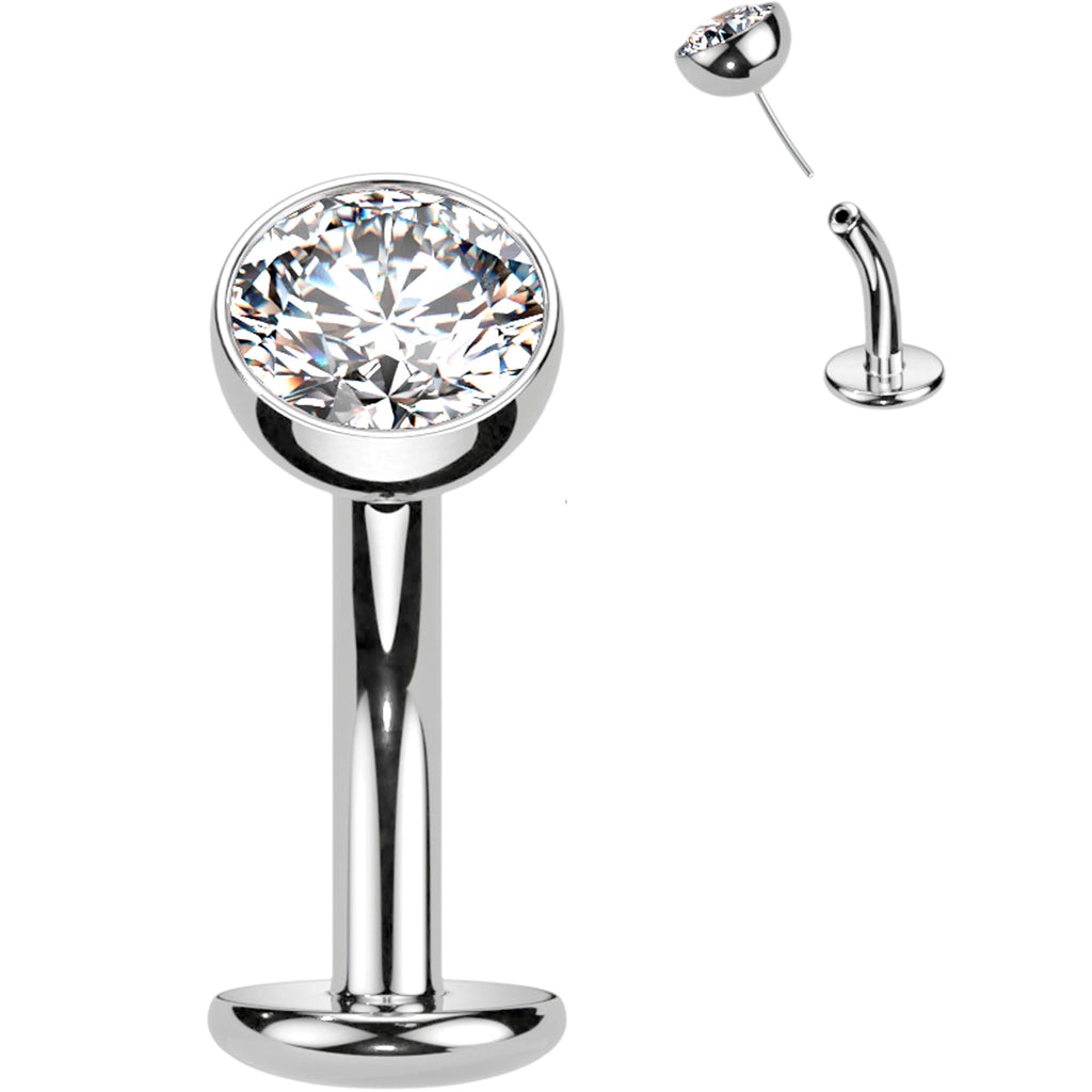 BodyCandy CZ Bezel Gem Titanium Threadless Floating Belly Ring — comparison shot