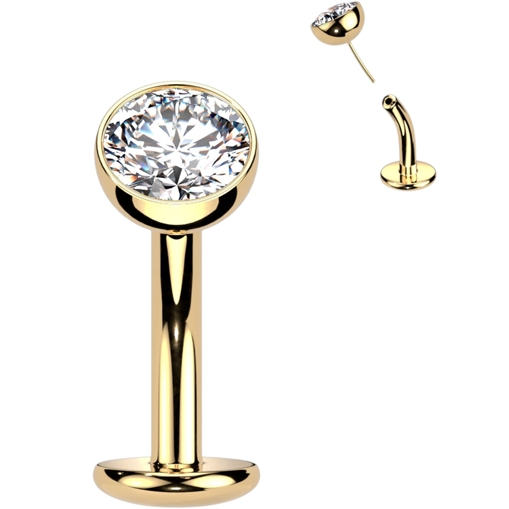 BodyCandy CZ Bezel Gem Titanium Threadless Floating Belly Ring — fabric or material detail