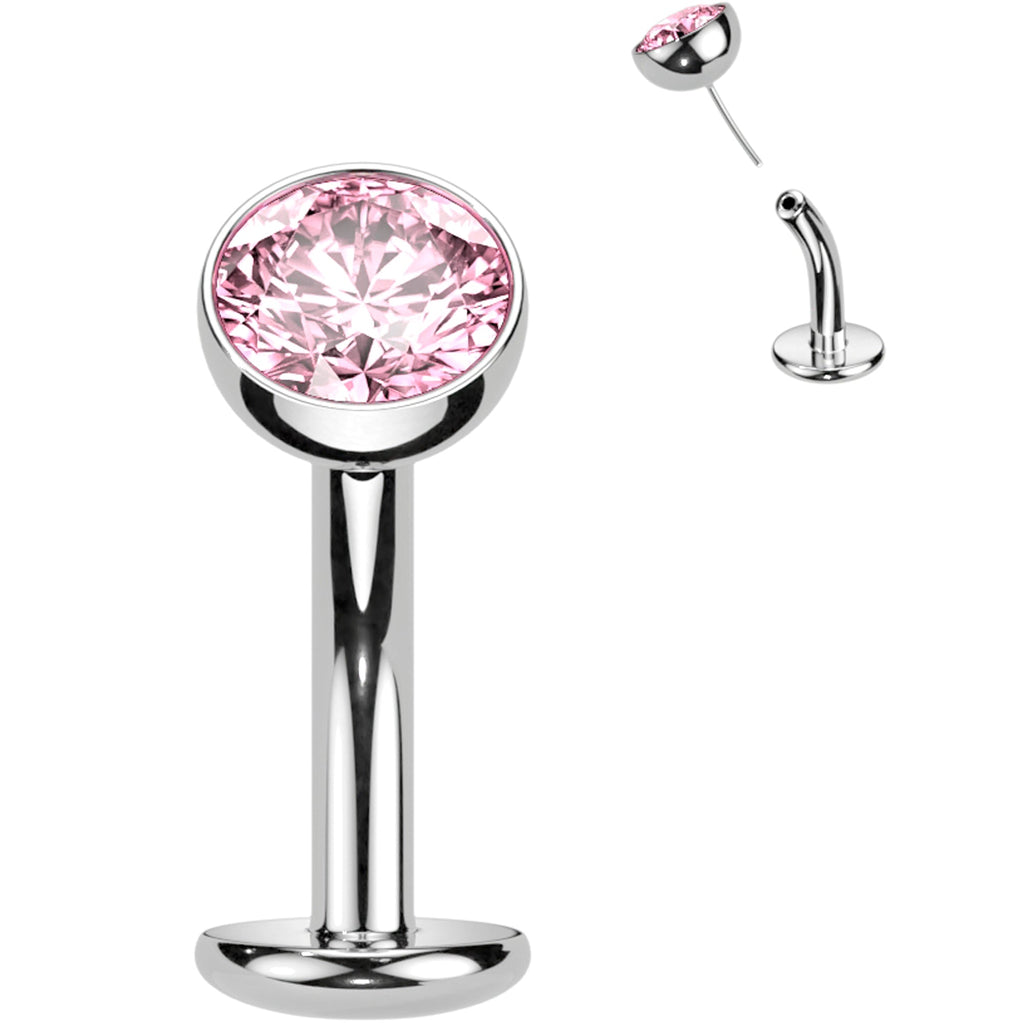 BodyCandy CZ Bezel Gem Titanium Threadless Floating Belly Ring — alternative angle