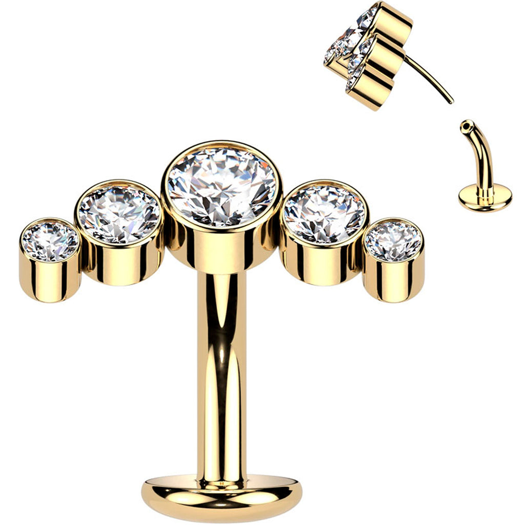 BodyCandy Cubic Zirconia Gem Titanium Curve Threadless Floating Belly Ring — fabric or material detail