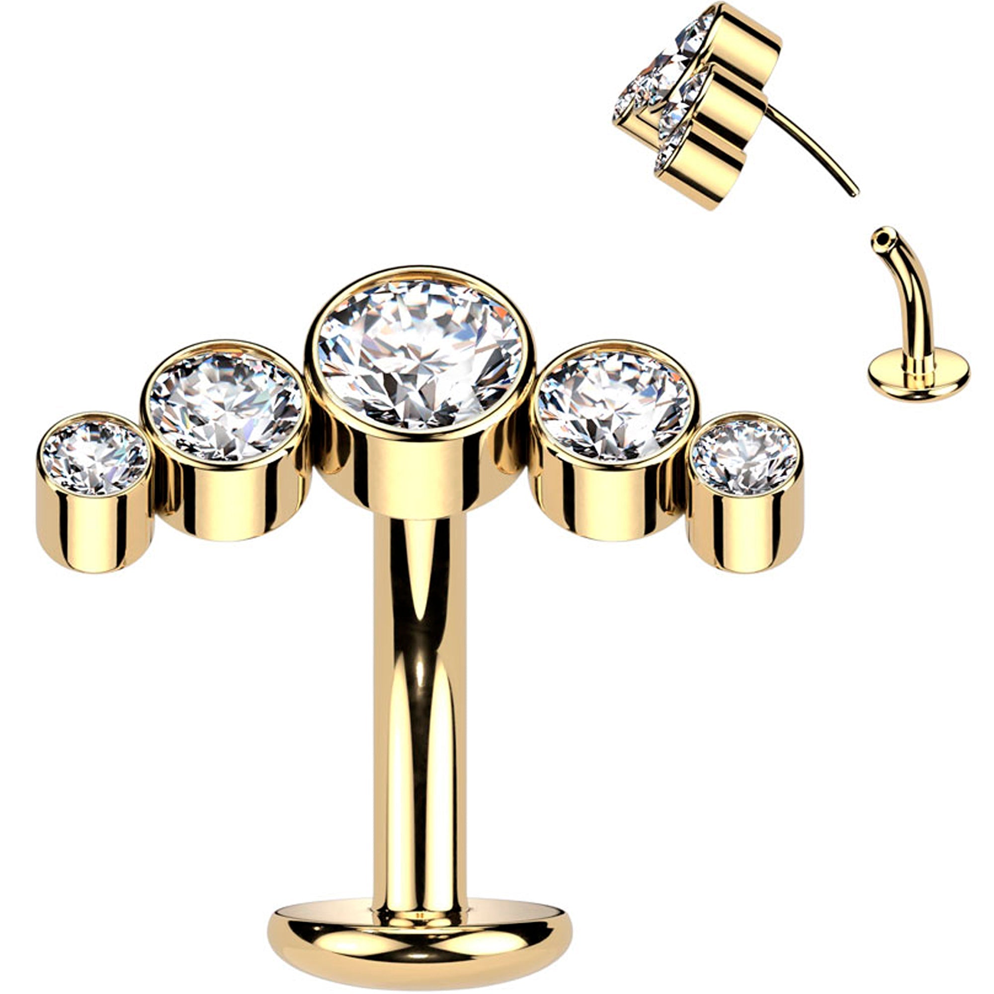 BodyCandy Cubic Zirconia Gem Titanium Curve Threadless Floating Belly Ring — fabric or material detail