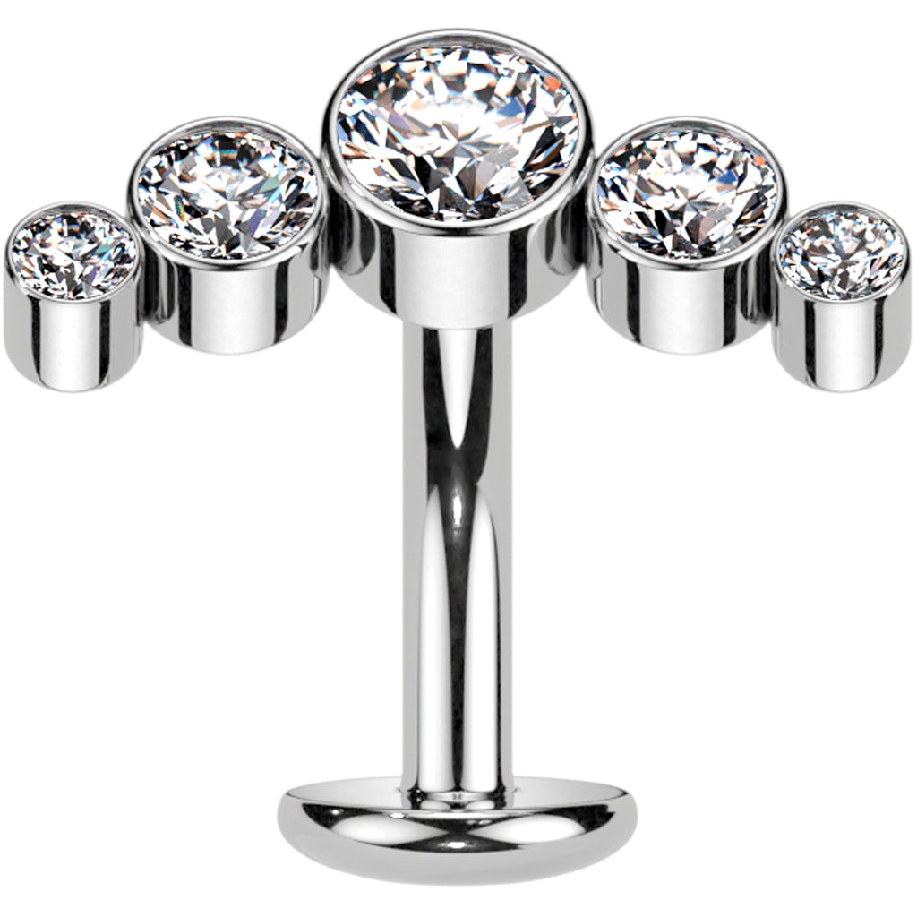 BodyCandy Cubic Zirconia Gem Titanium Curve Threadless Floating Belly Ring — alternative angle