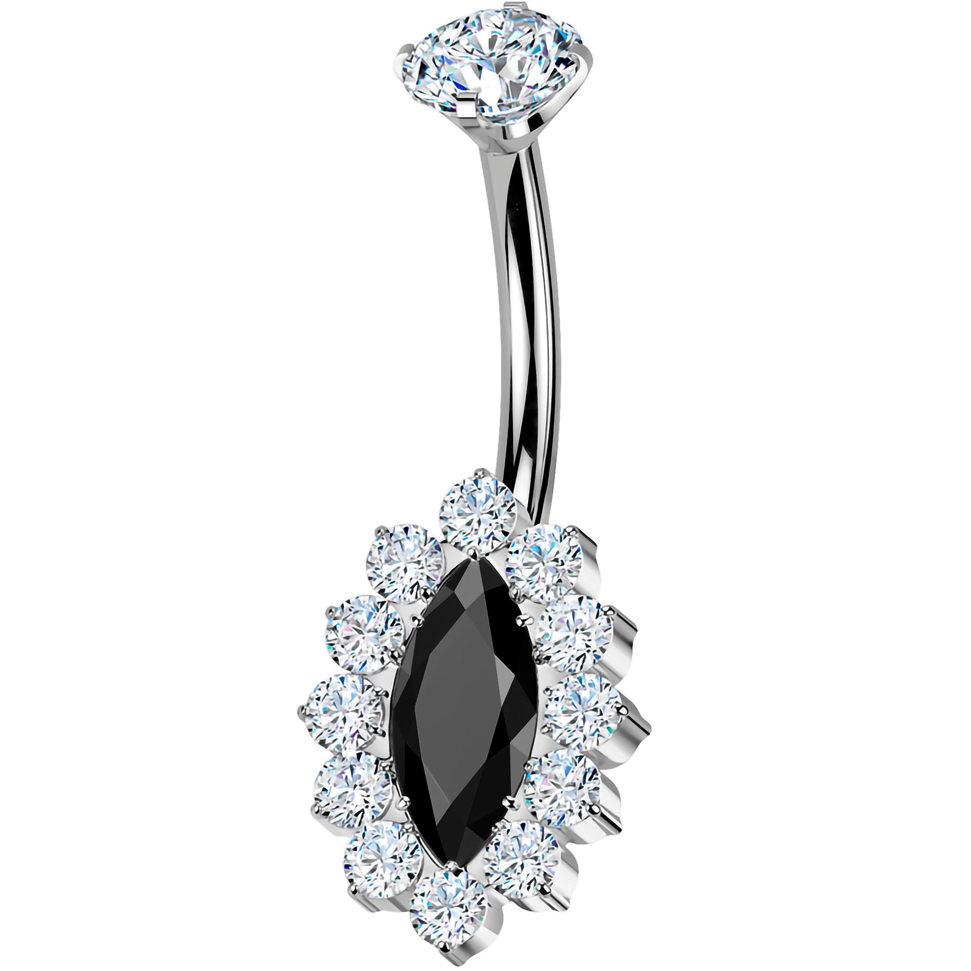 BodyCandy Implant Grade Titanium Internally Threaded Firey Oval Belly Ring — alternative angle