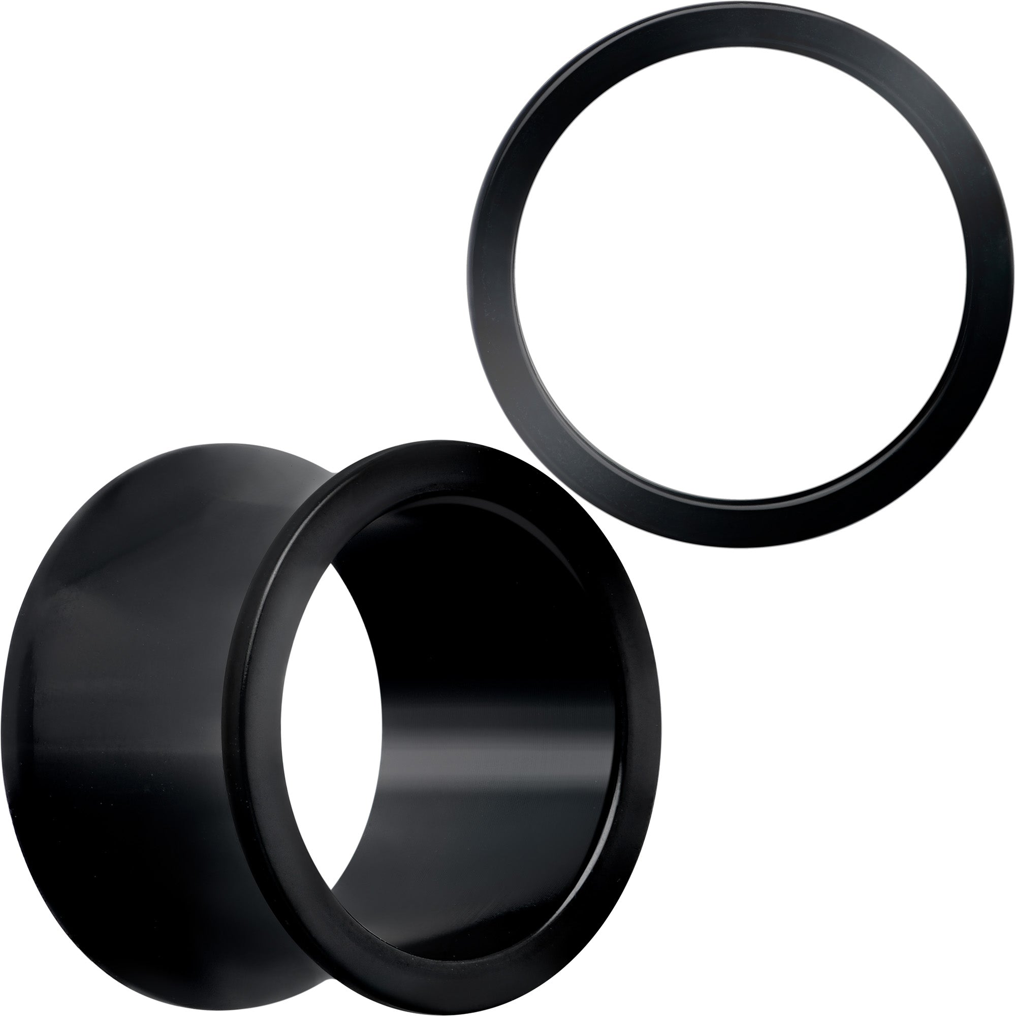 BodyCandy Black Hand Polished Double Flare Tunnel Plug Set 6mm to 25mm — color detail