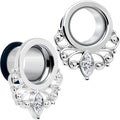 BodyCandy Clear Gem Drop Filigree Single Flare Tunnel Plug Set 6mm to 16mm — size reference