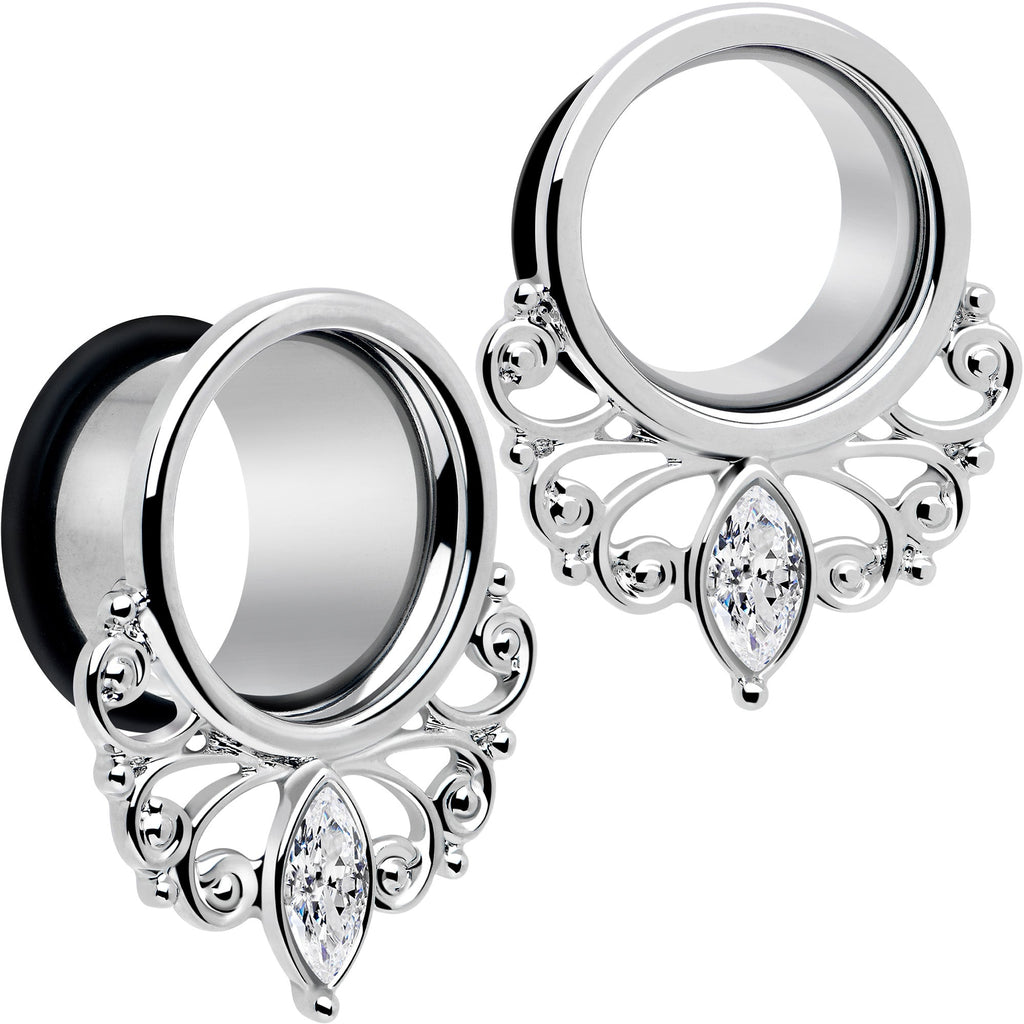 BodyCandy Clear Gem Drop Filigree Single Flare Tunnel Plug Set 6mm to 16mm — packaging