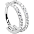 BodyCandy 18G Double Row Micro Gem Implant Grade Titanium Hinged Double Hoop Nose Ring — main product shot