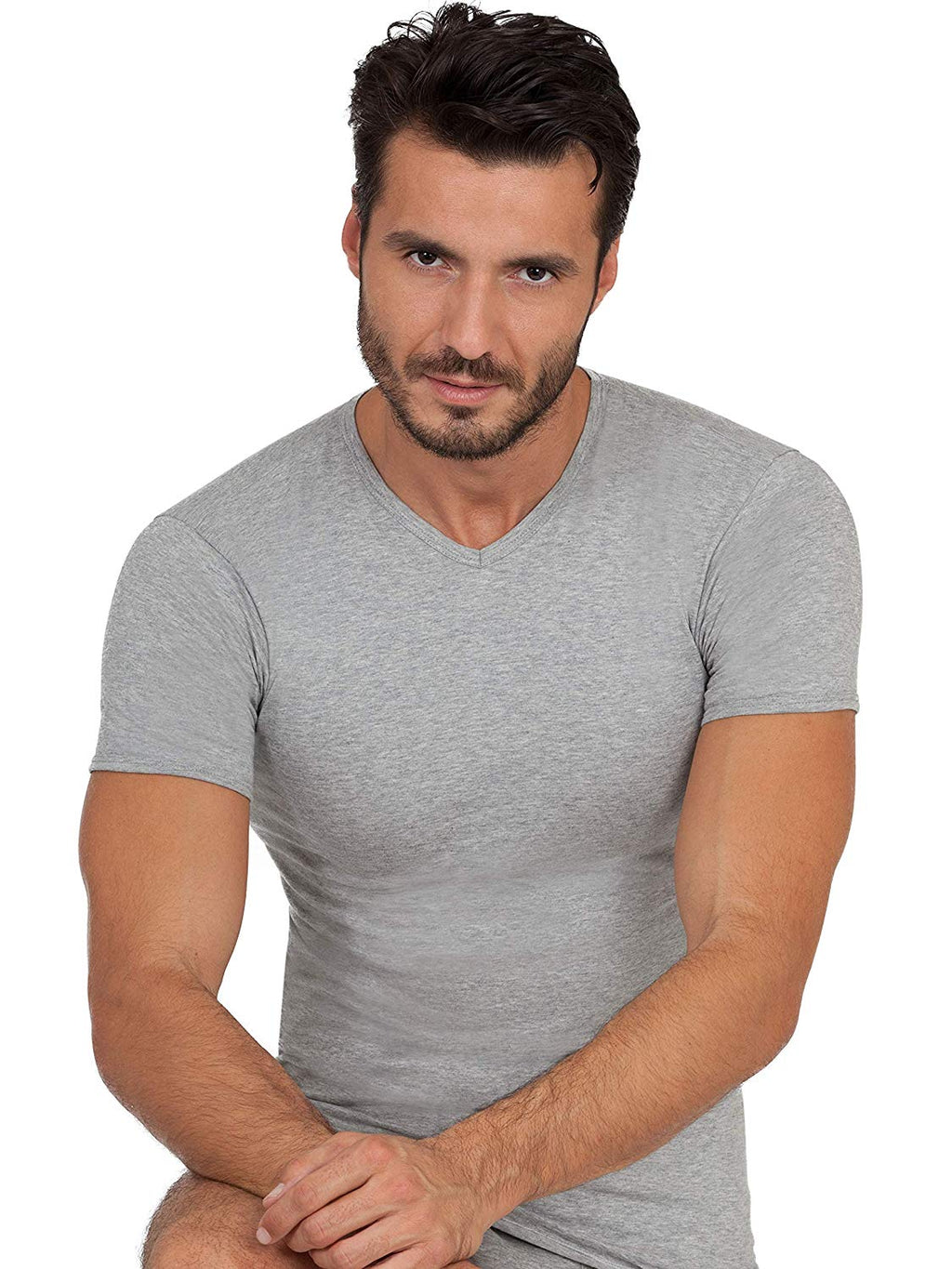 tittimitti BASIC COTTON Free Spirit Premium Quality Brushed Cotton Men's V-Neck T-Shirt Made in Italy — main product shot