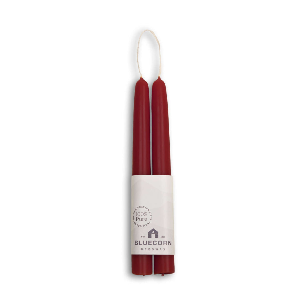Bluecorn Candles Beeswax Taper Candles - Hand-Dipped - 1 Pair — branding close-up