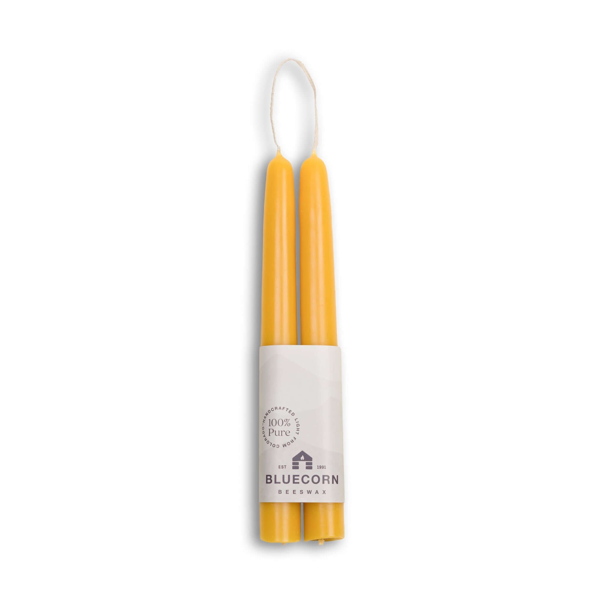 Bluecorn Candles Beeswax Taper Candles - Hand-Dipped - 1 Pair — scale reference