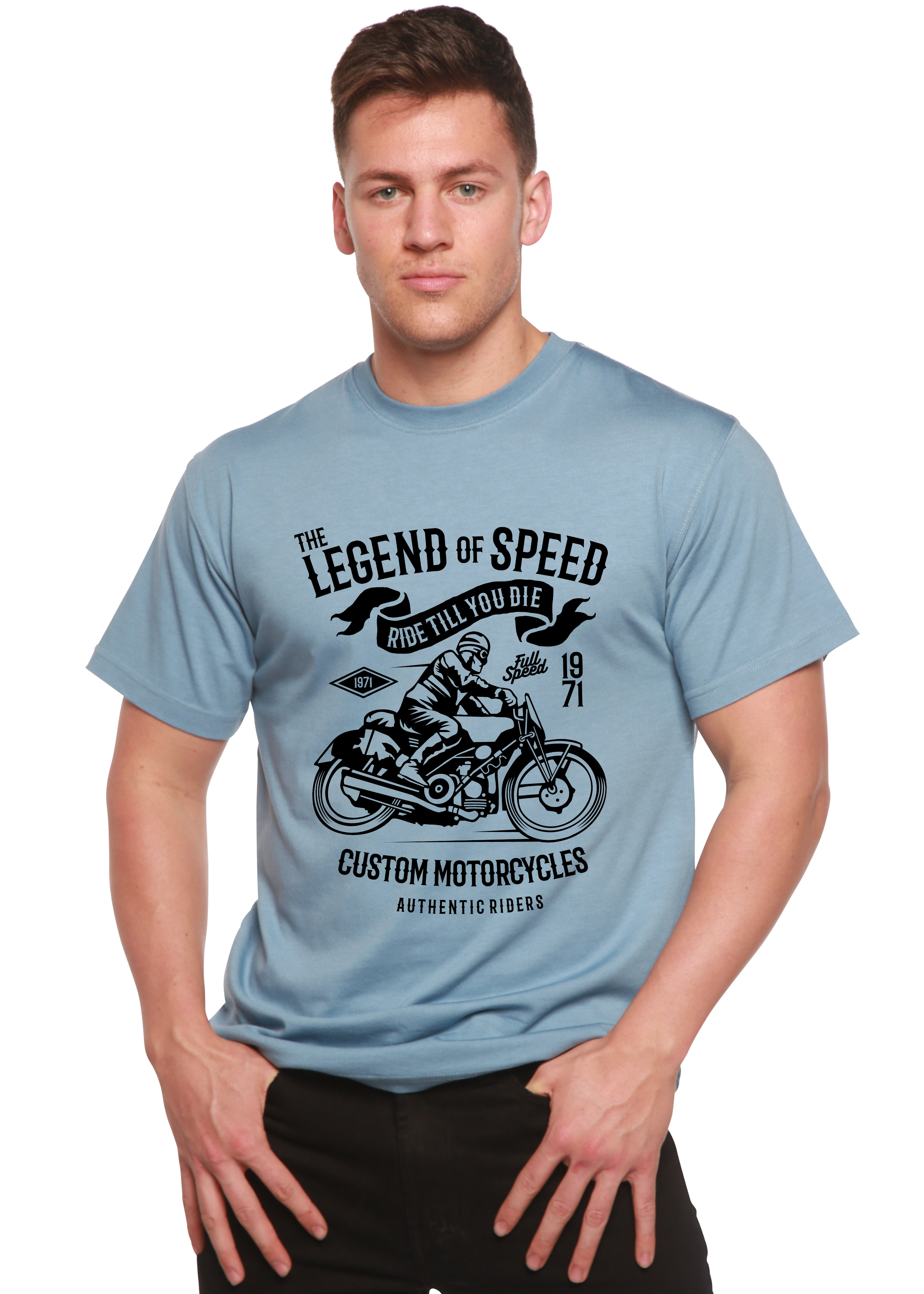Spun Bamboo The Legend of Speed Spun Bamboo® Men's Bamboo Viscose/Organic Cotton Short Sleeve Graphic T-Shirt — side view