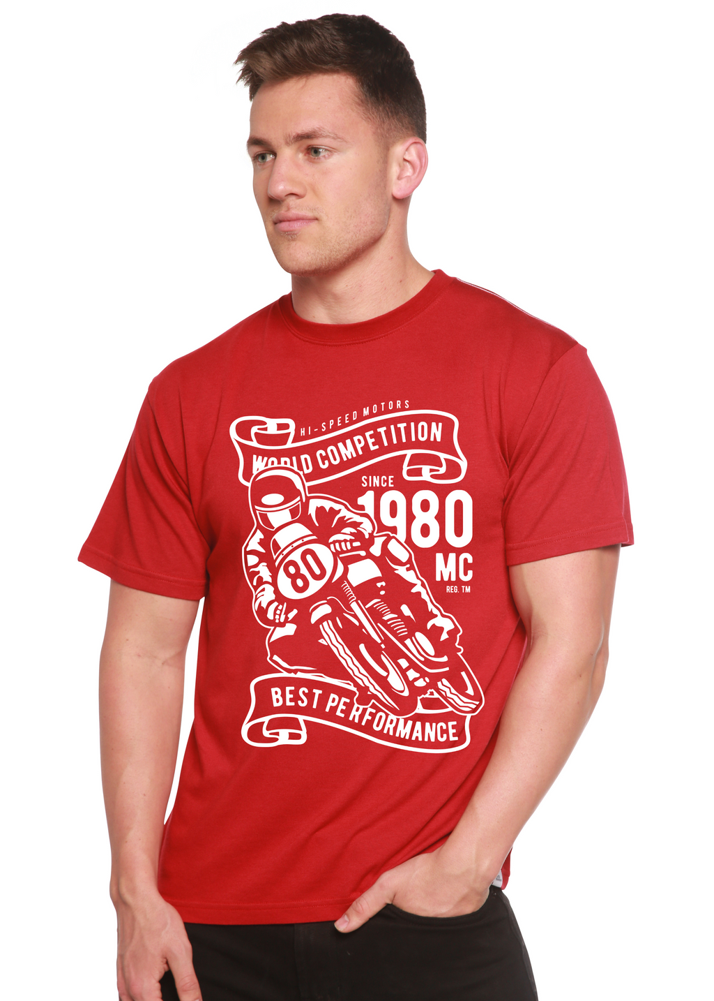 Spun Bamboo World Competition Men's Bamboo Viscose/Organic Cotton Short Sleeve Graphic Graphic T-Shirt — lifestyle context