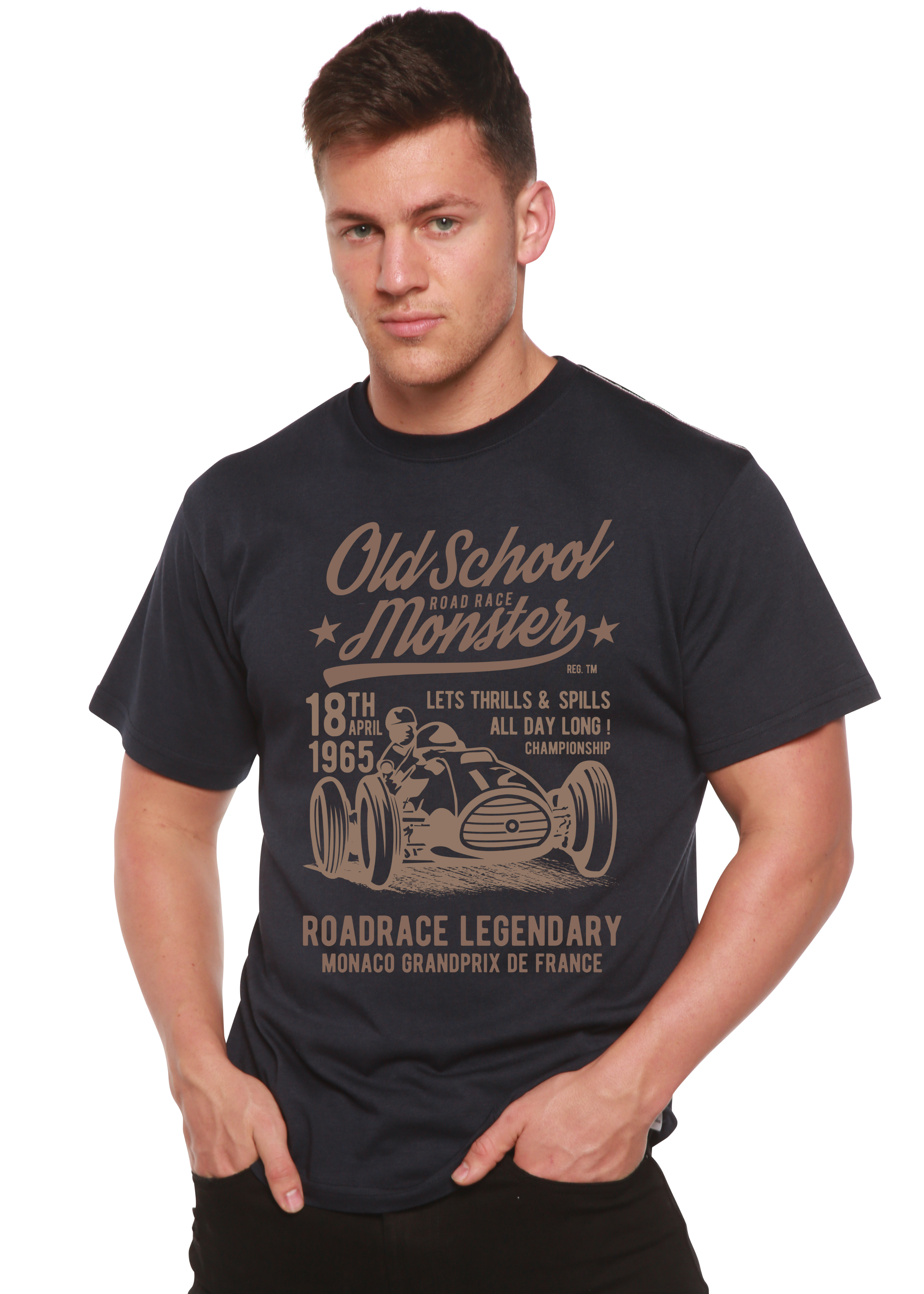 Spun Bamboo Old School Road Spun Bamboo® Men's Bamboo Viscose/Organic Cotton Short Sleeve Graphic T-Shirt — alternative angle
