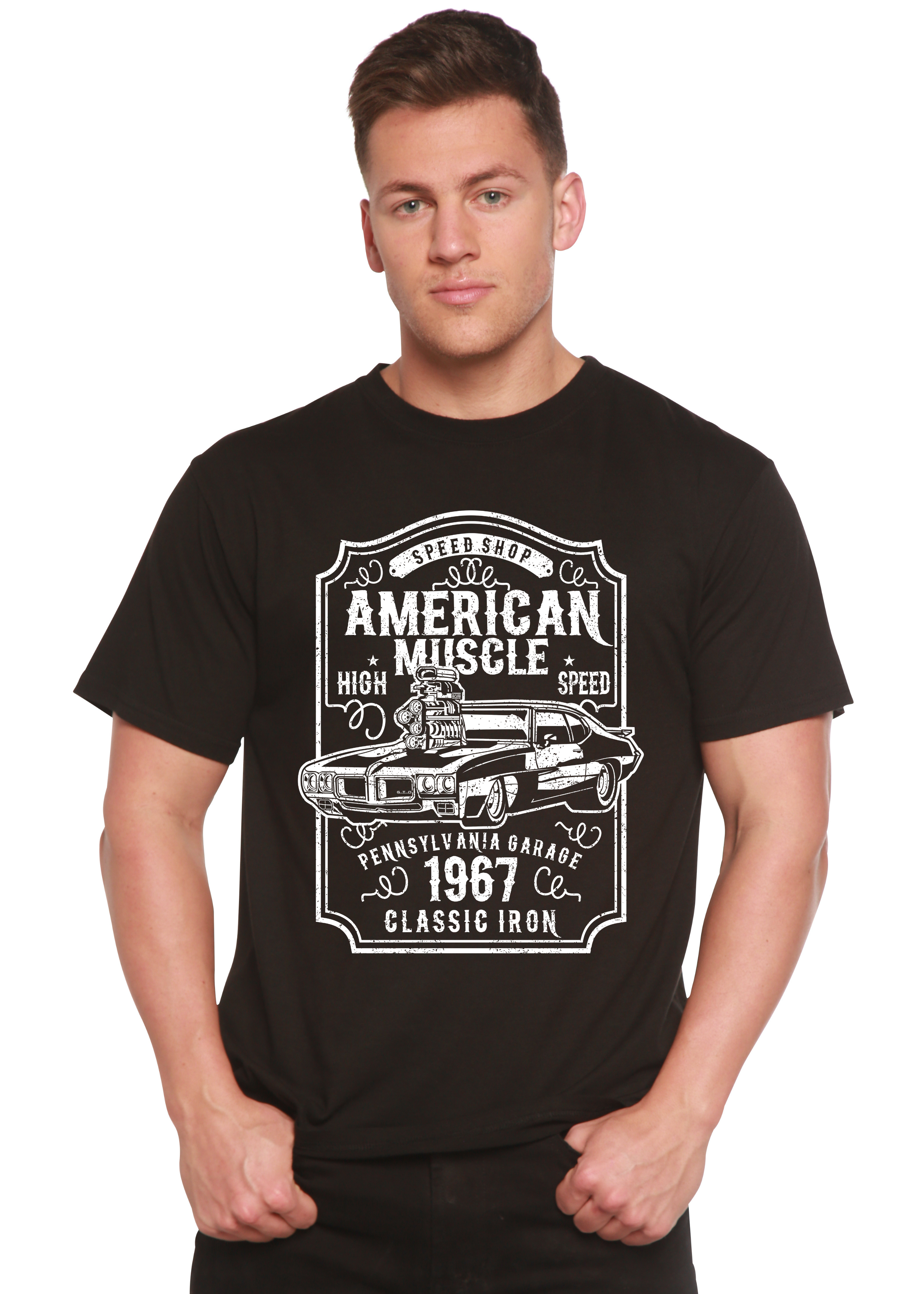 Spun Bamboo American Muscle Men's Bamboo Viscose/Organic Cotton Short Sleeve Graphic T-Shirt — main product shot