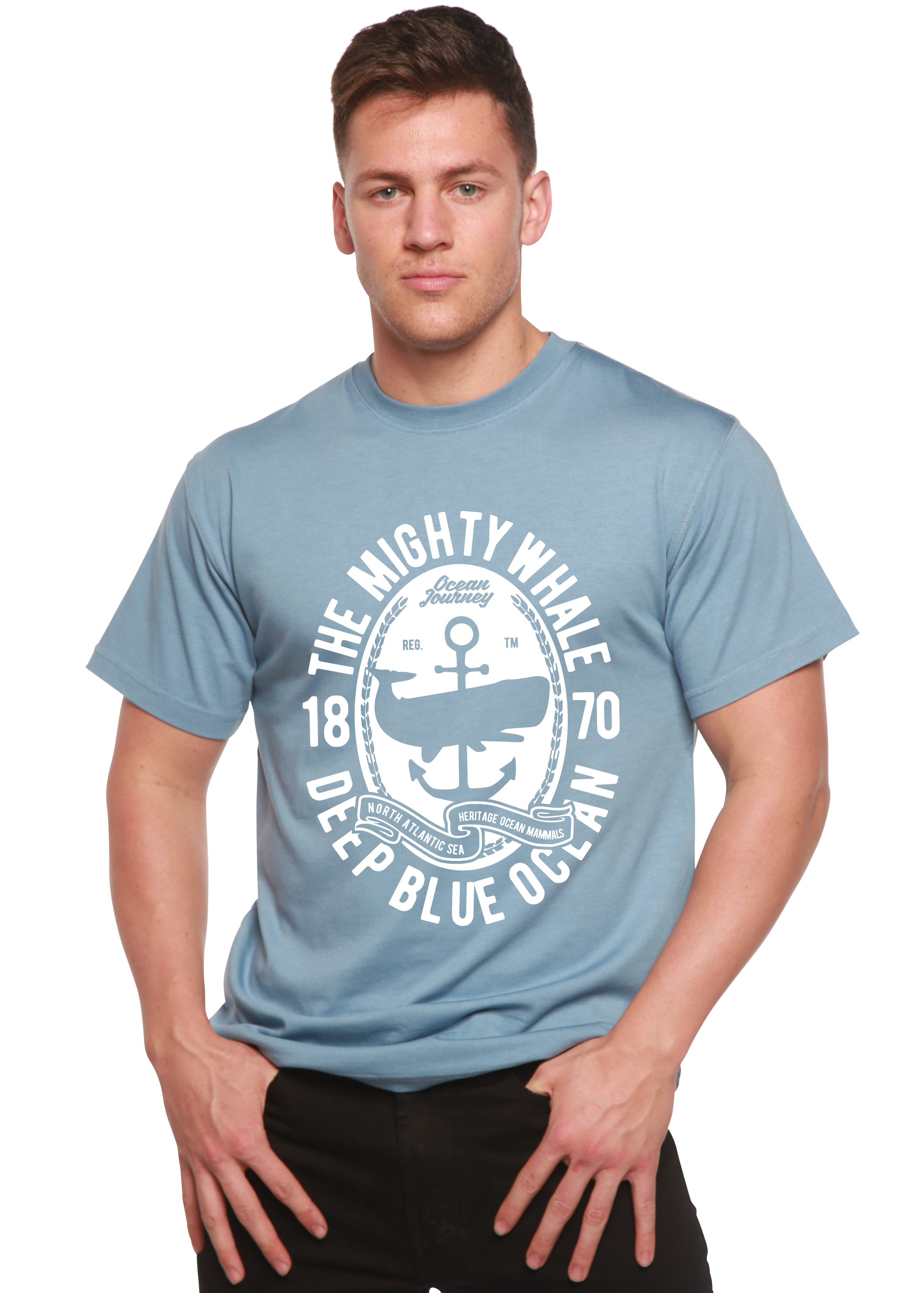 Spun Bamboo The Mighty Spun Bamboo® Men's Bamboo Viscose/Organic Cotton Short Sleeve Graphic T-Shirt — size reference