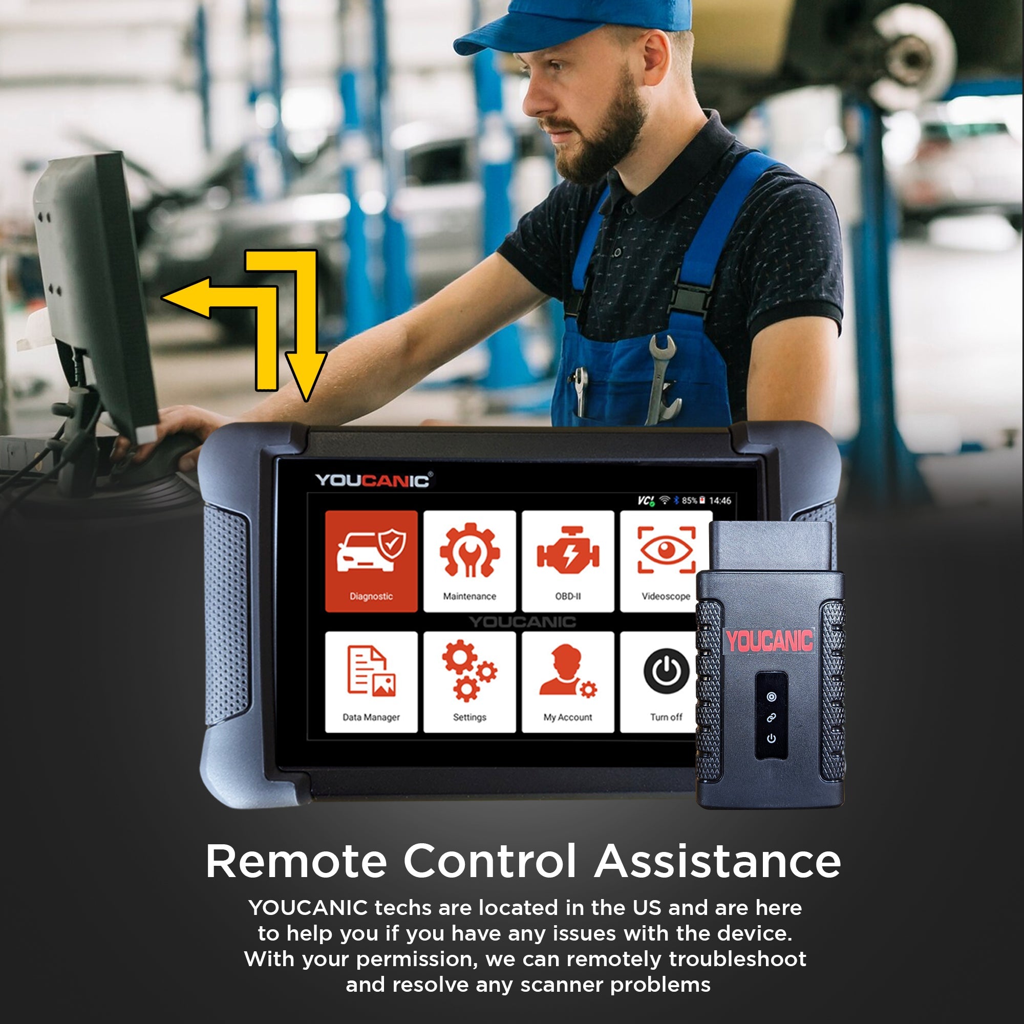 YOUCANIC YOUCANIC UCAN-II Pro OBD2 Scanner — AI Diagnostic Tool with Bi-Directional + Coding — back view