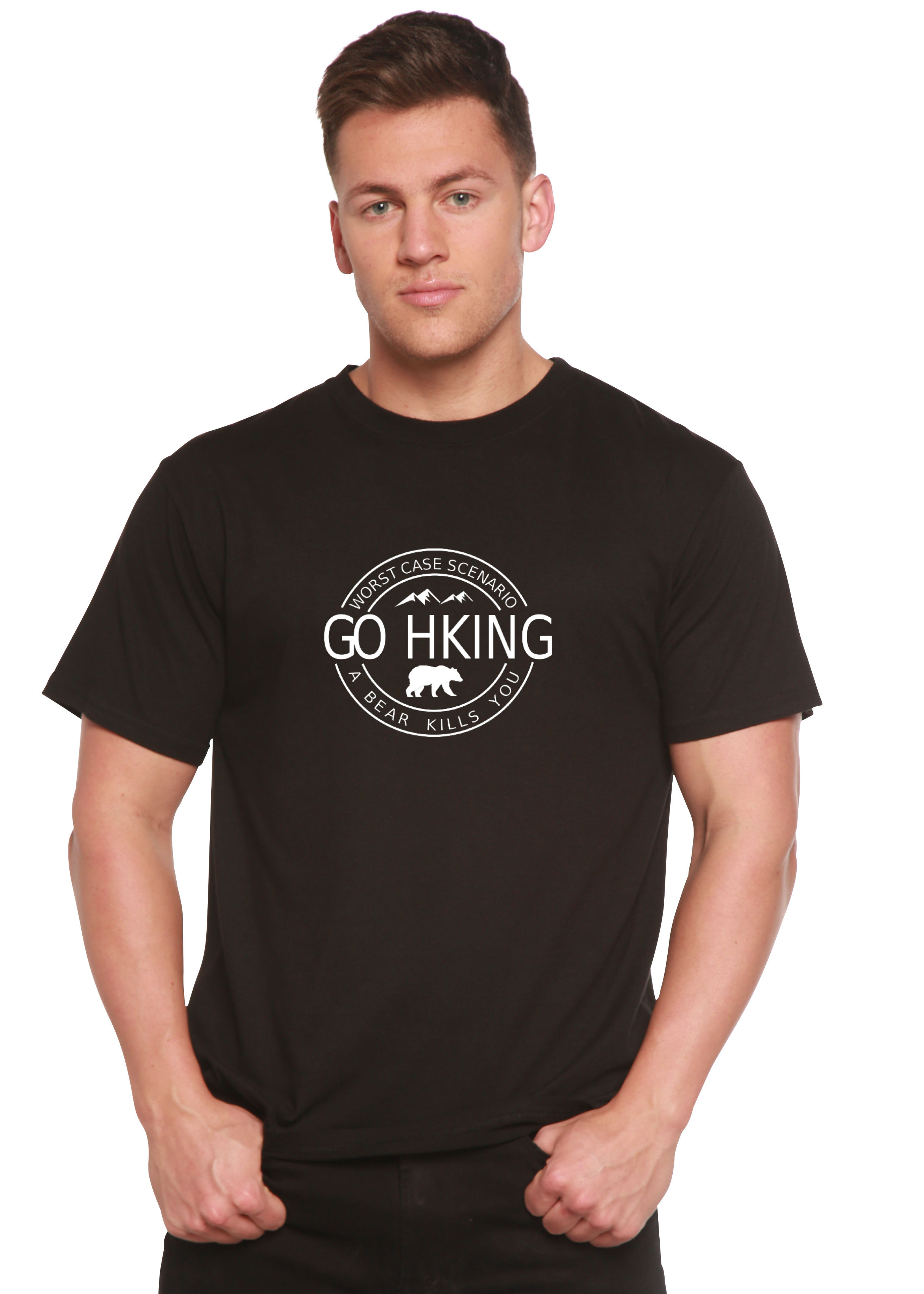 Spun Bamboo Go Hiking Men's Bamboo Viscose/Organic Cotton Short Sleeve Graphic T-Shirt — size reference