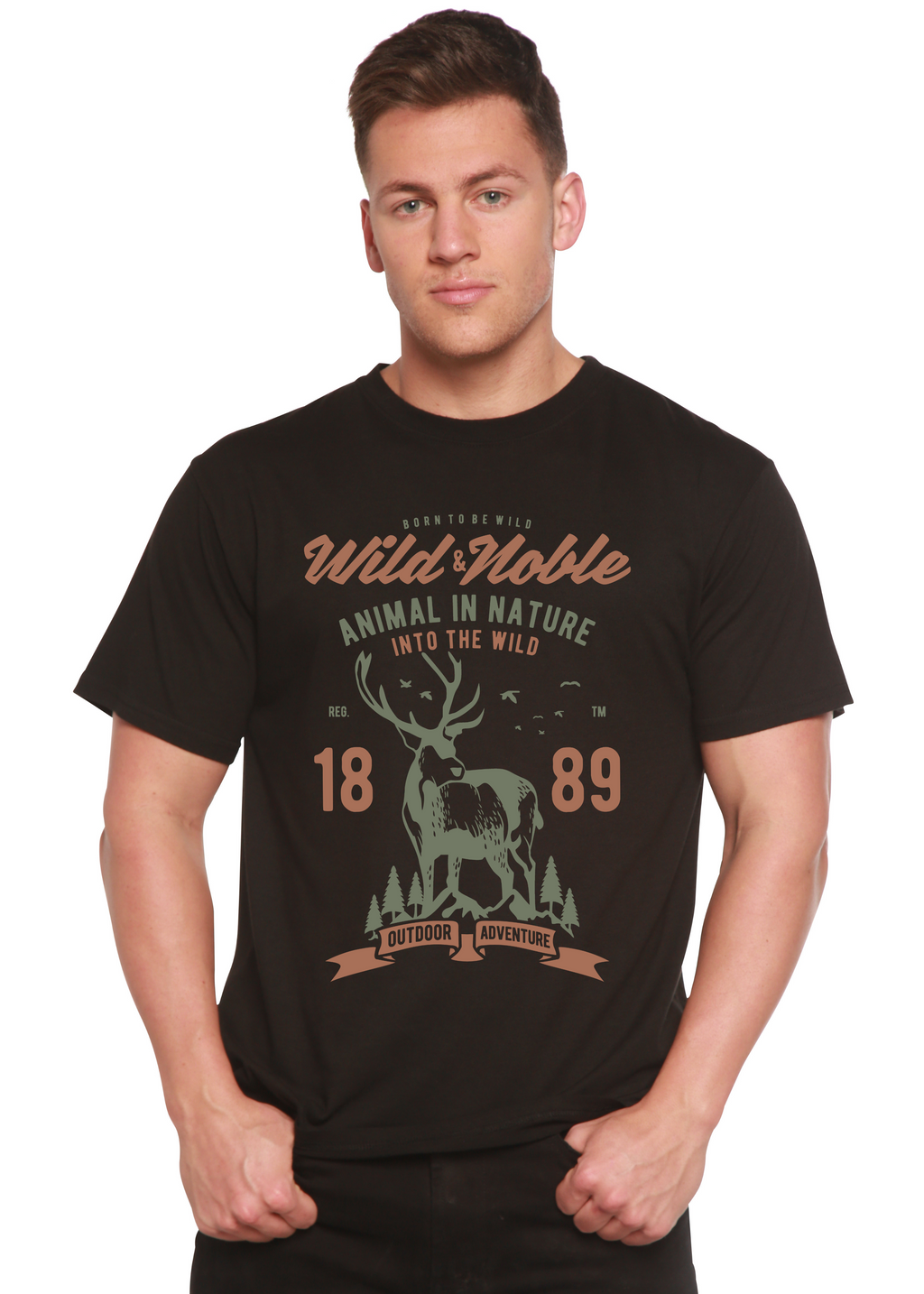 Spun Bamboo Wild And Noble Spun Bamboo® Men's Bamboo Viscose/Organic Cotton Short Sleeve Graphic T-Shirt — side view