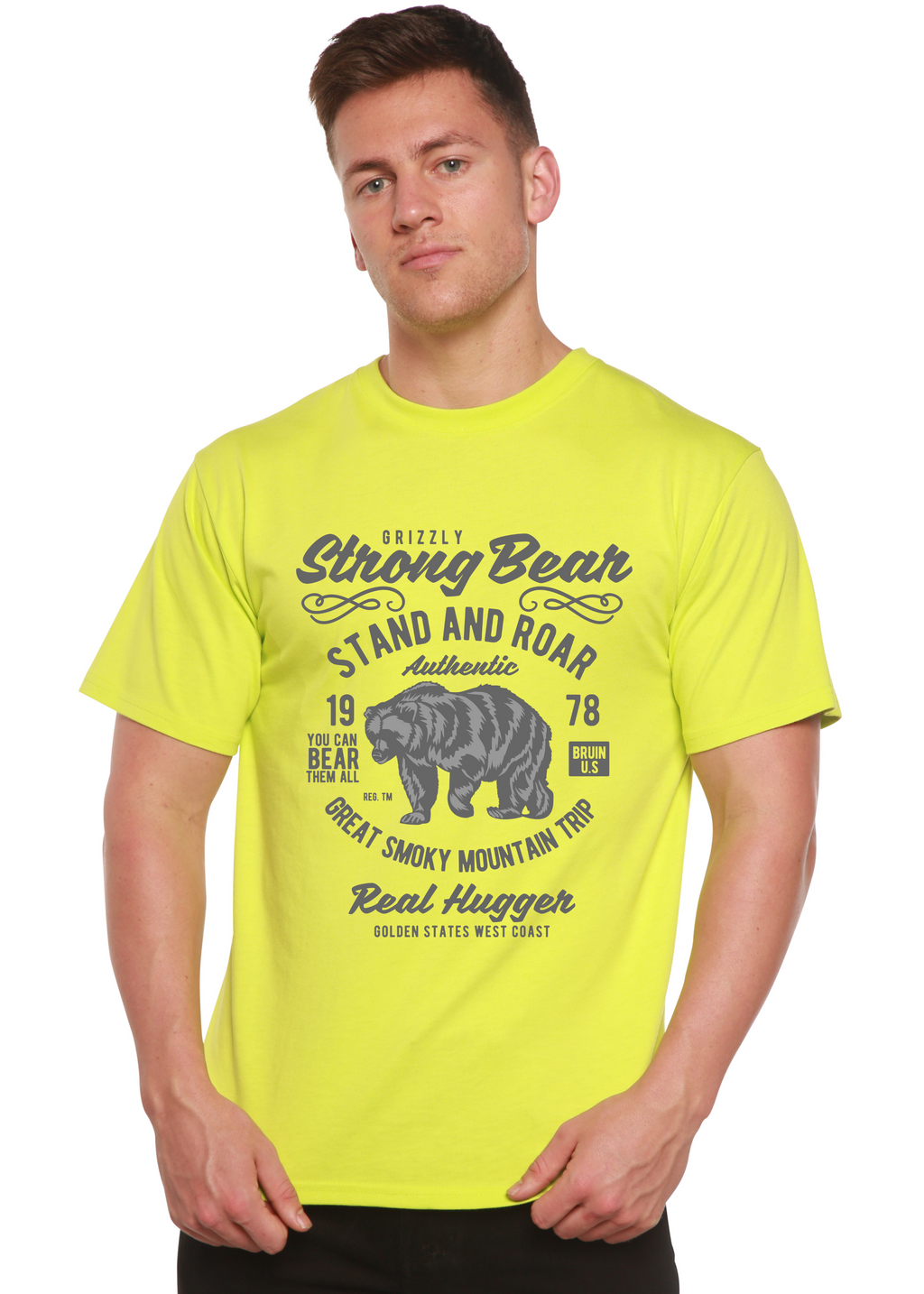 Spun Bamboo Strong Bear Spun Bamboo® Men's Bamboo Viscose/Organic Cotton Short Sleeve Graphic T-Shirt — detail close-up