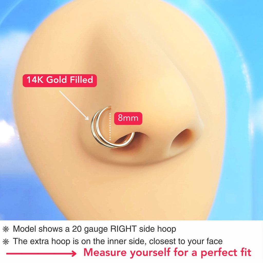 BodyCandy Double Hoop Nose 14k Rose Gold Filled Spiral Nose Ring — lifestyle context