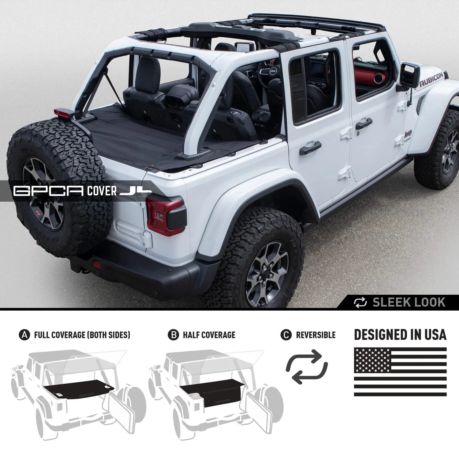 GPCA Jeep Wrangler JL 4DR Cargo Cover PRO (2018+) — product on model