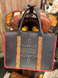 Genuine Leather Boot-stitch Tote