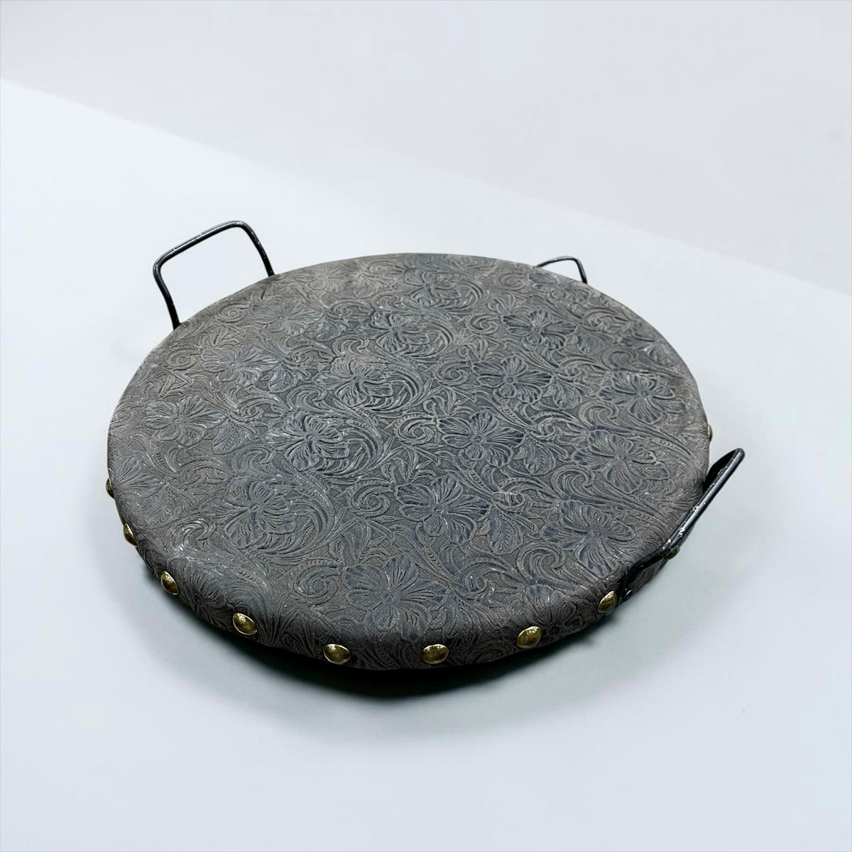 Tooled Genuine Round Wood Trays