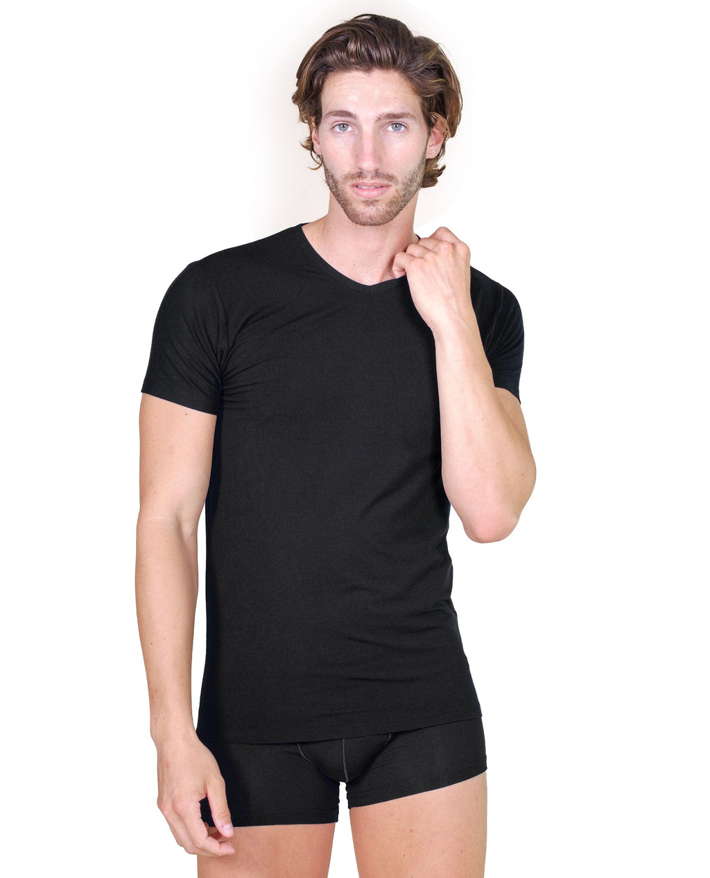 tittimitti EGI Luxury Wool Silk Men's Short Sleeve T-Shirt. Proudly Made in Italy (456) — detail close-up