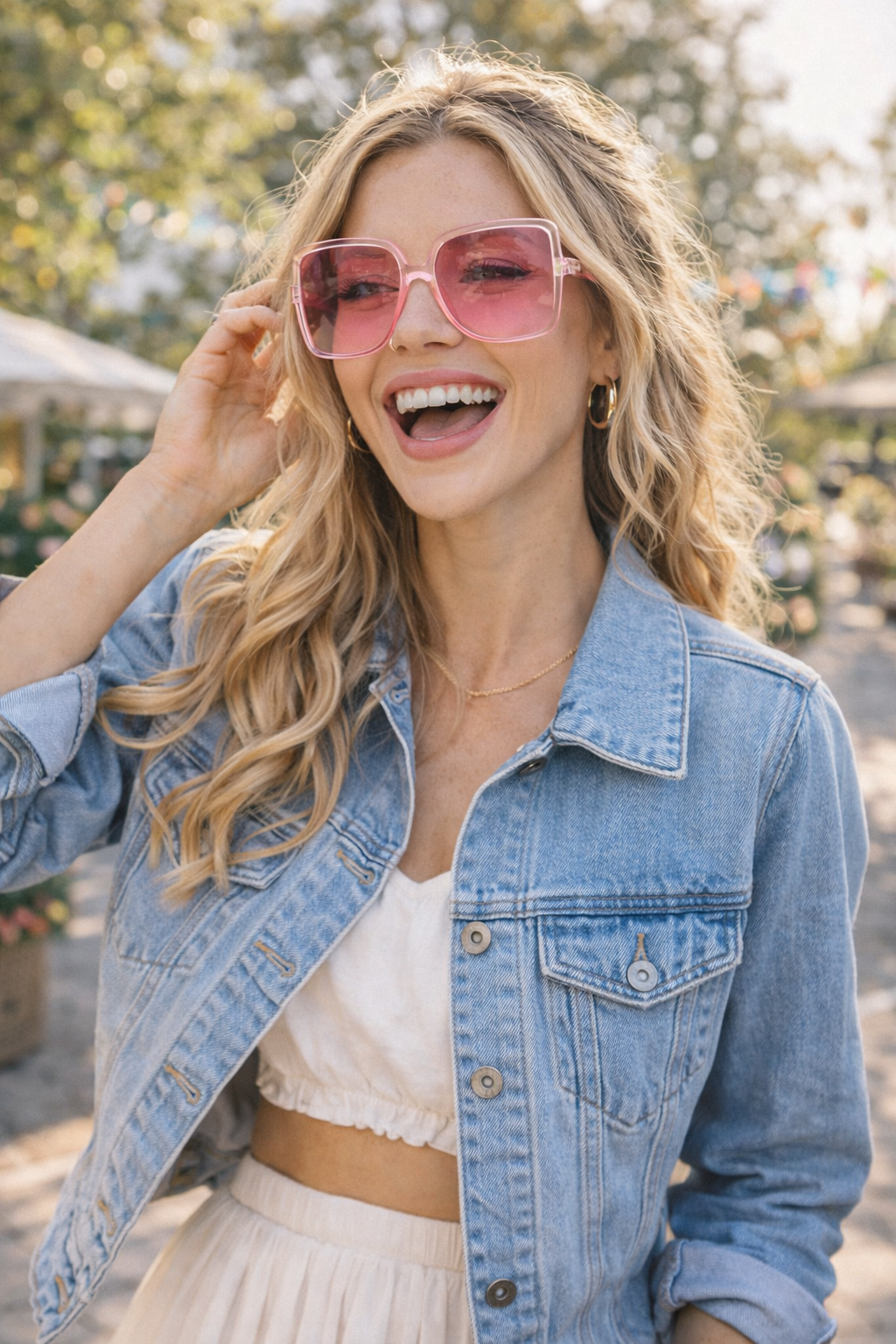 Pretty Little Patriot Retro Gradient Square Frame Sunglasses — lifestyle context