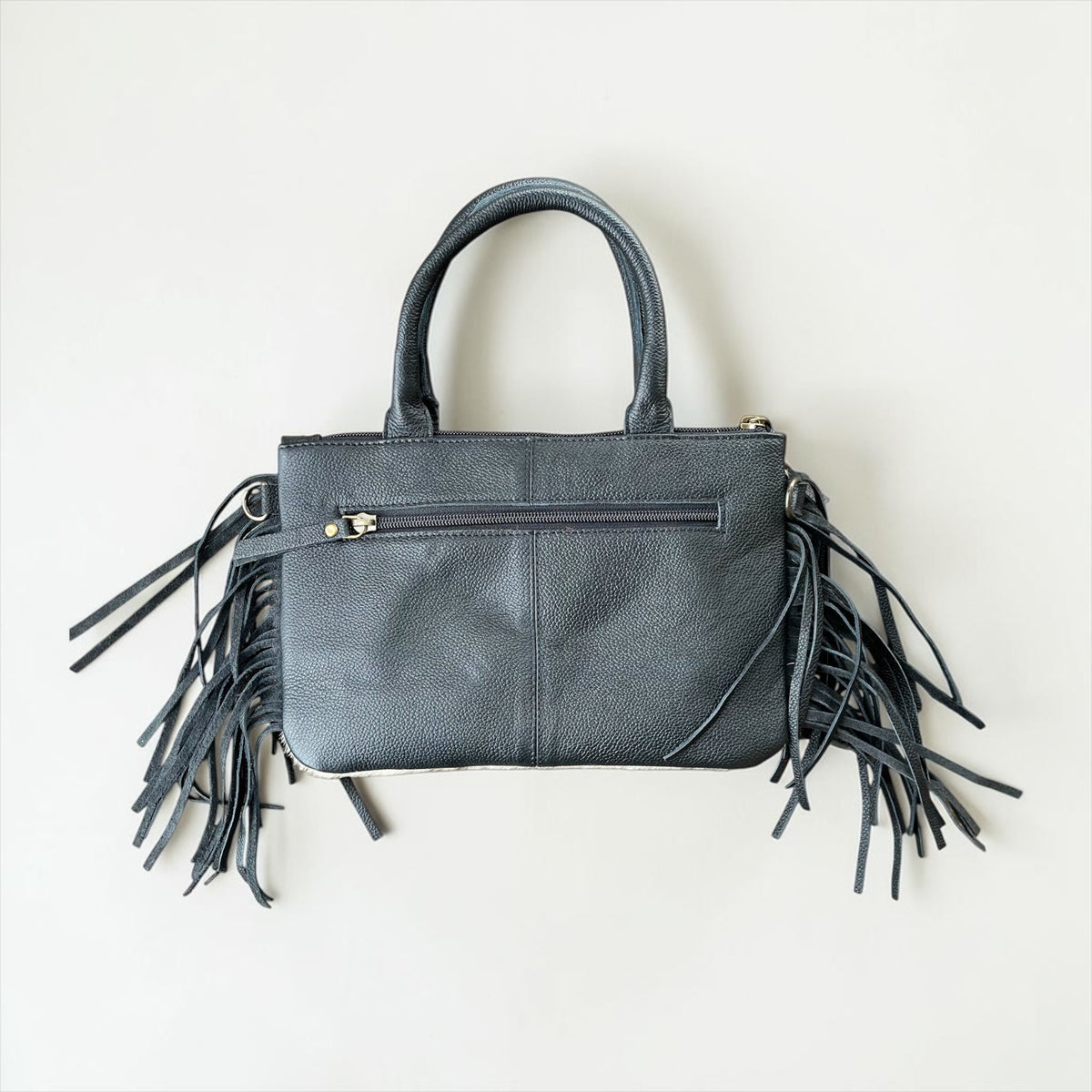 Genuine Leather and Cowhide Fringe Wristlet/Crossbody