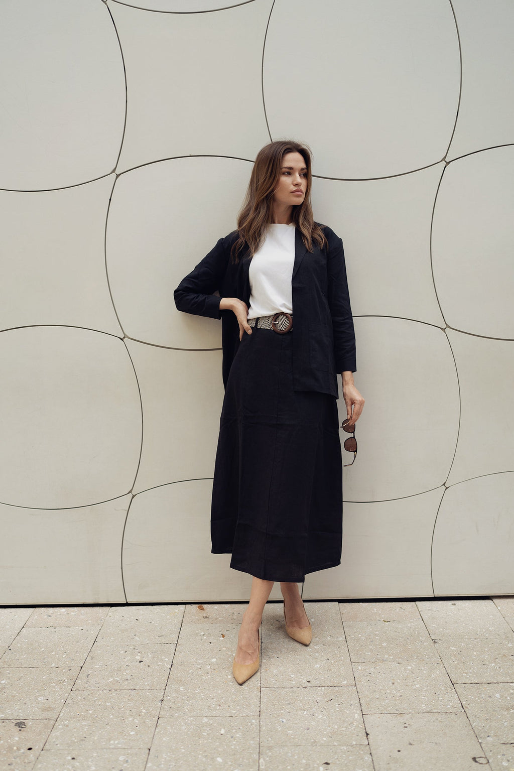 profile-nyc LINA BELTED SKIRT IN BLACK — main product shot