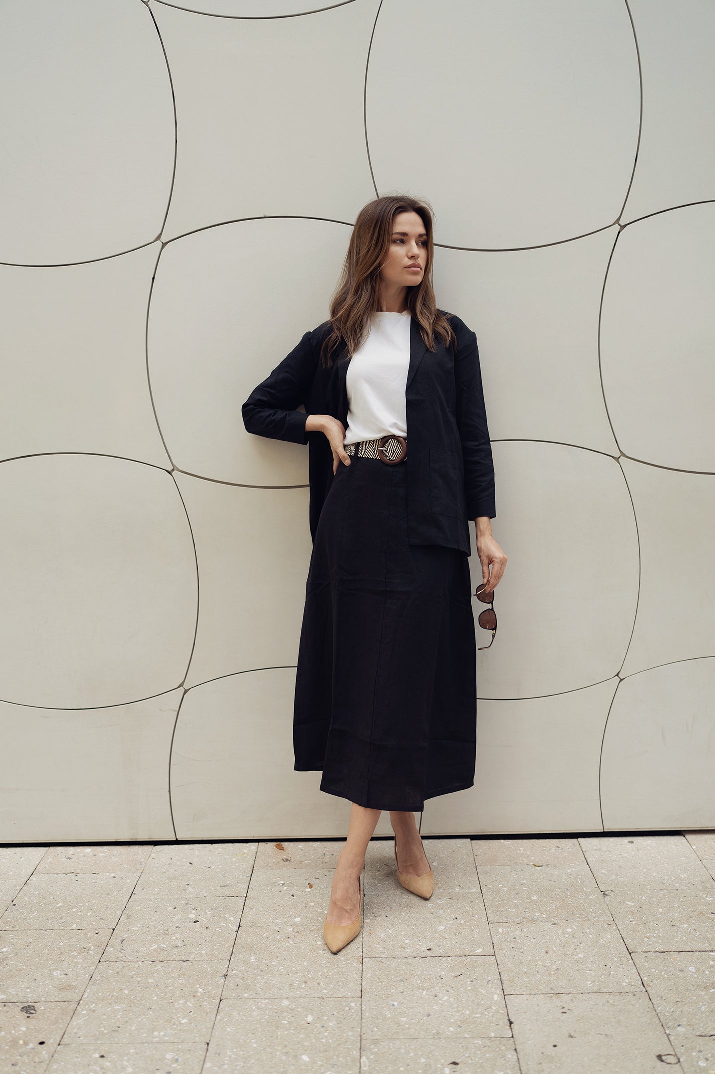 profile-nyc LINA BELTED SKIRT IN BLACK — main product shot