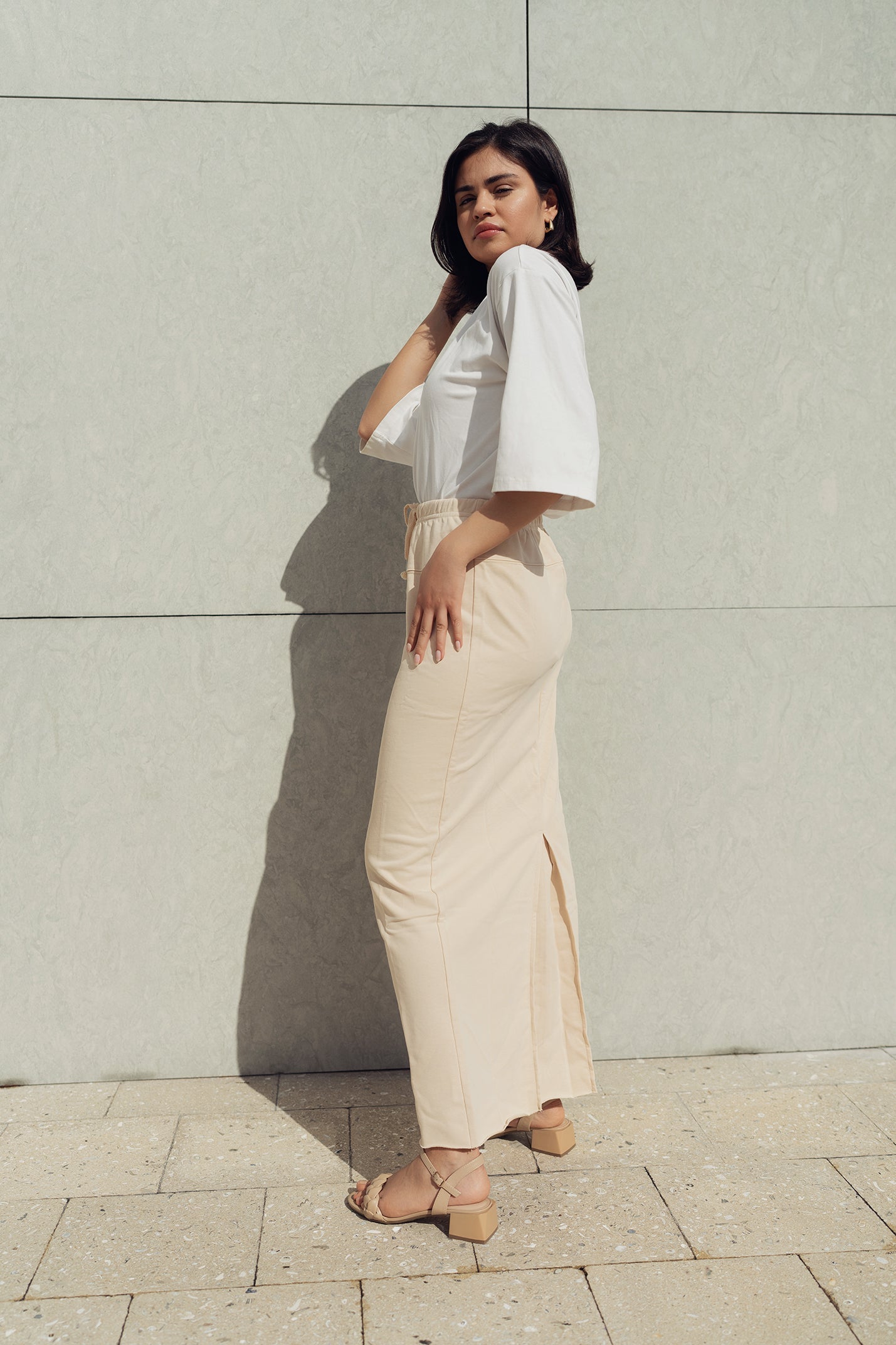 profile-nyc STRAIGHT JERSEY SKIRT — detail close-up