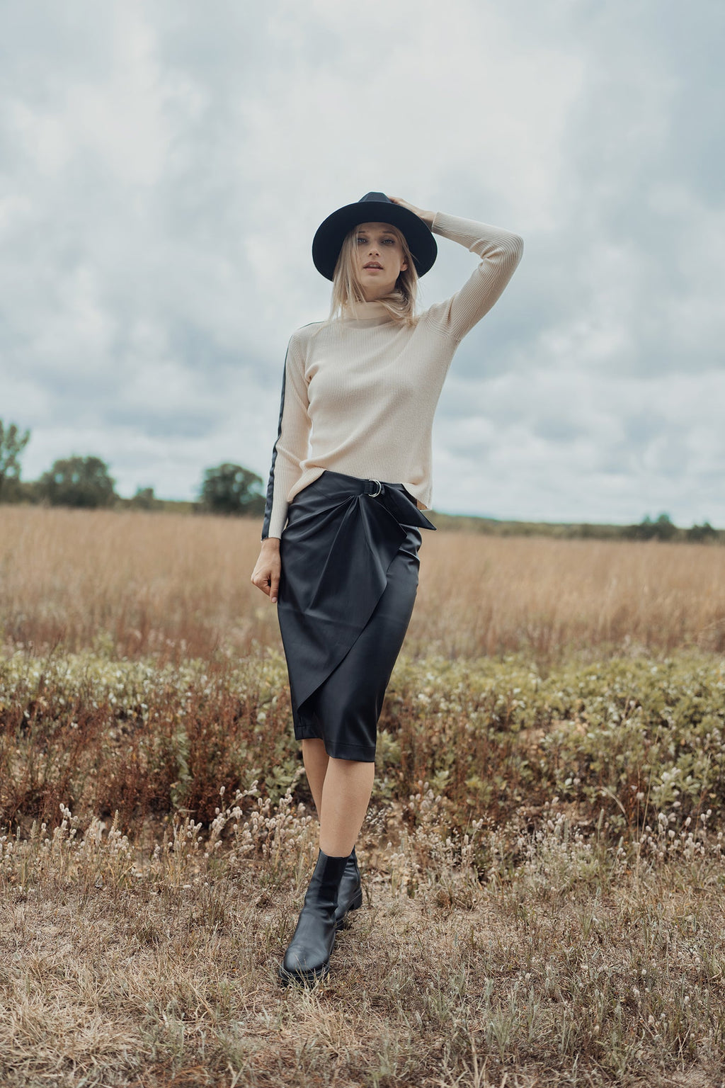 profile-nyc STRAIGHT LEATHER SKIRT WITH BUCKLE — main product shot