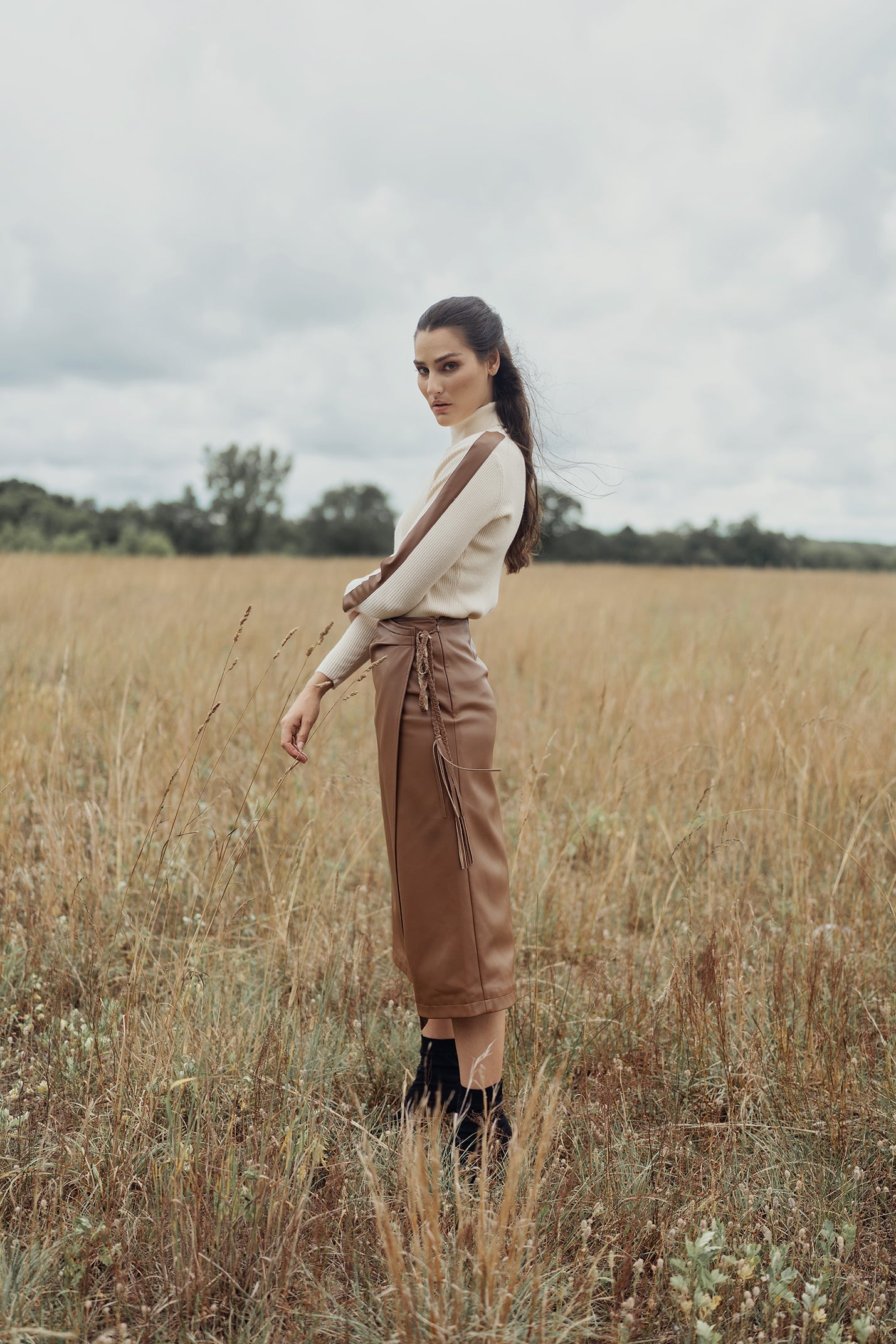 profile-nyc LEATHER FAUX WRAP SKIRT — main product shot