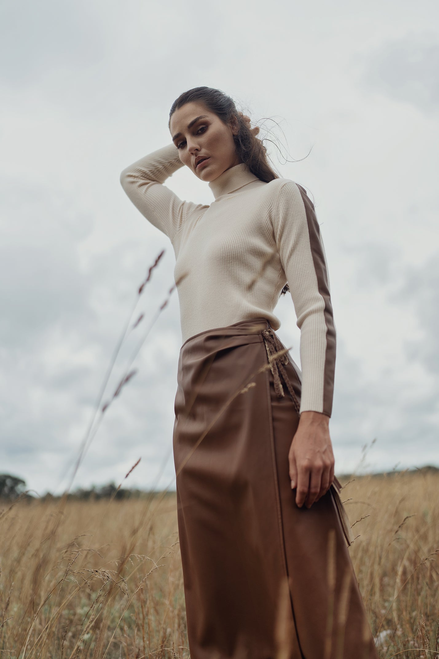 profile-nyc LEATHER FAUX WRAP SKIRT — detail shot 6