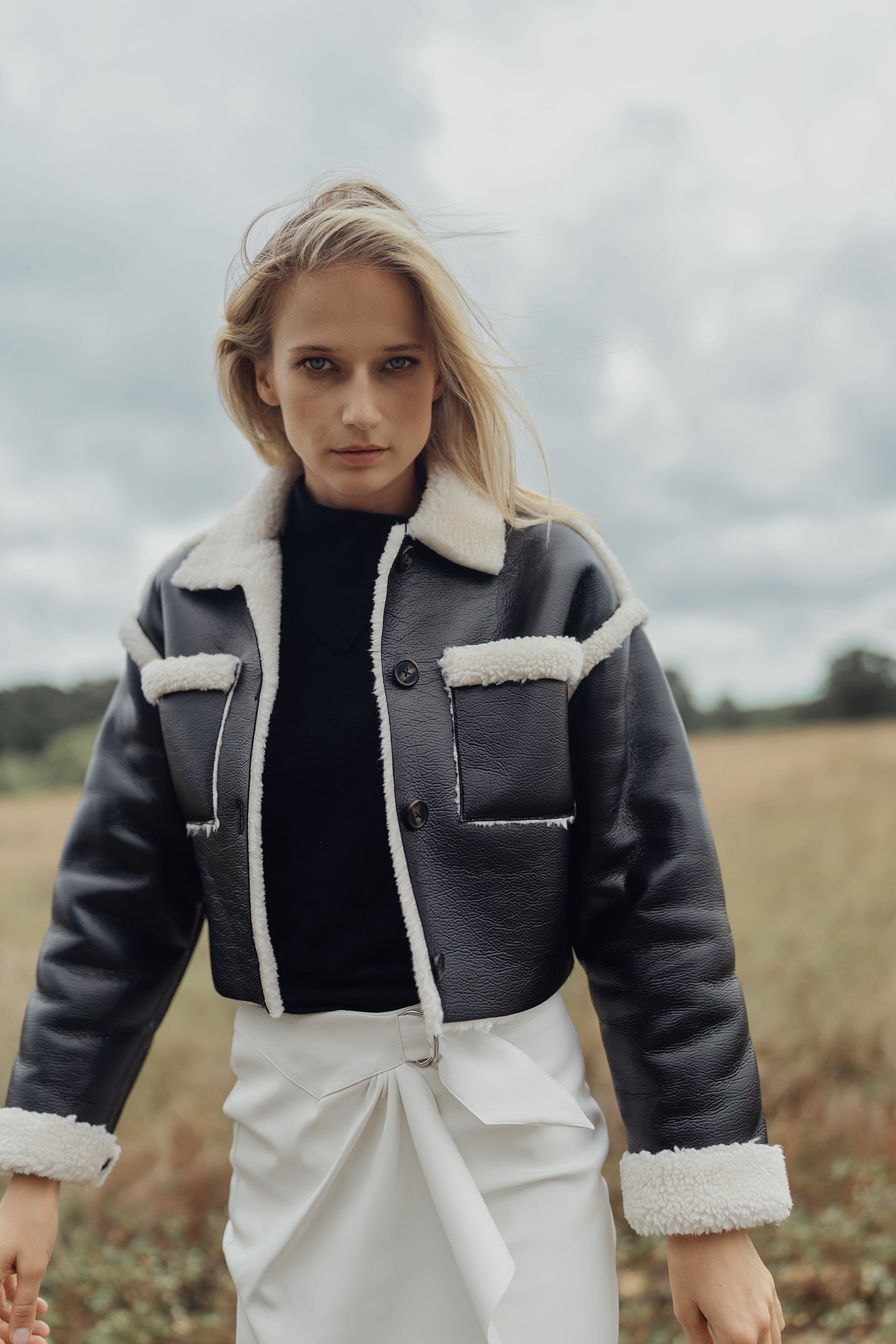 profile-nyc LEATHER SHERPA JACKET — detail close-up