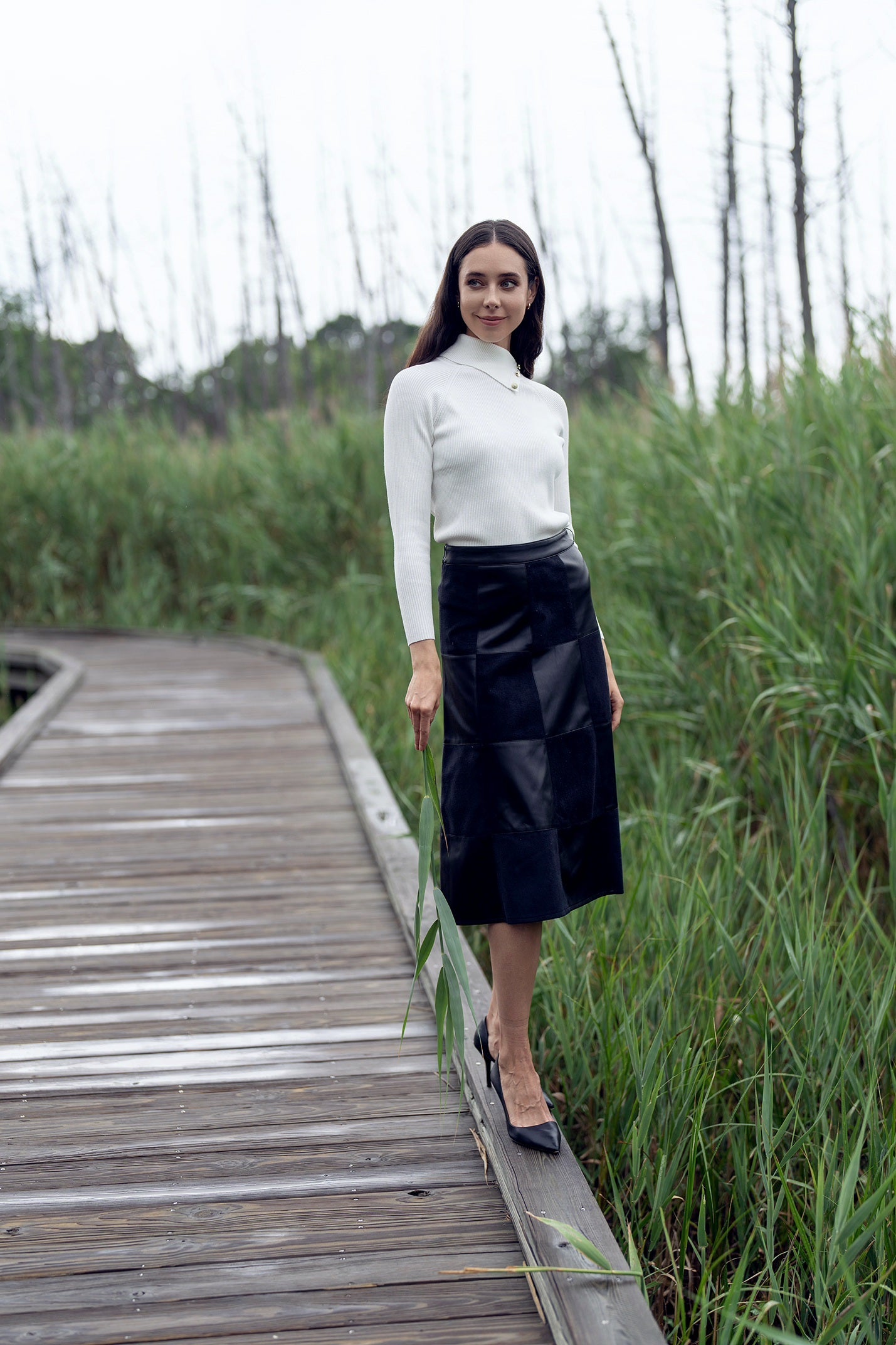 profile-nyc LEATHER SUEDE SKIRT — main product shot