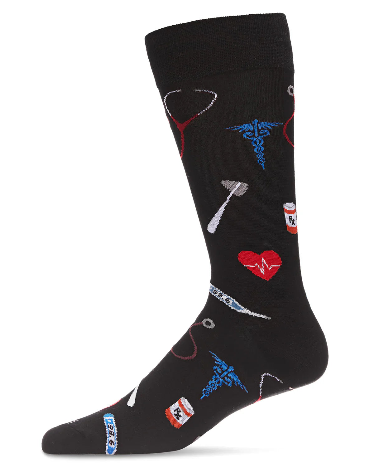 KADOU BOUTIQUE Mens - Medical Doctor Bamboo Crew Socks - Black — main product shot
