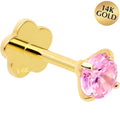 BodyCandy 14k Yellow Gold Flat Back Earring 20G 4mm Pink CZ Floral Reversible — main product shot