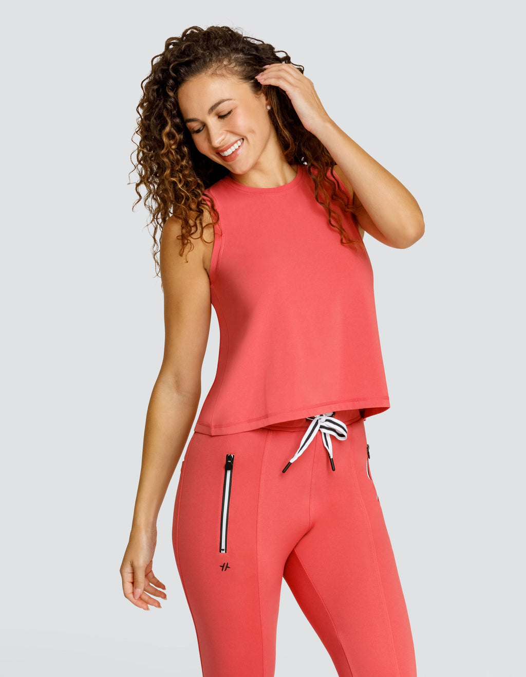 MACHLI CREW NECK SWING TANK TOP - CHERRY ROSE